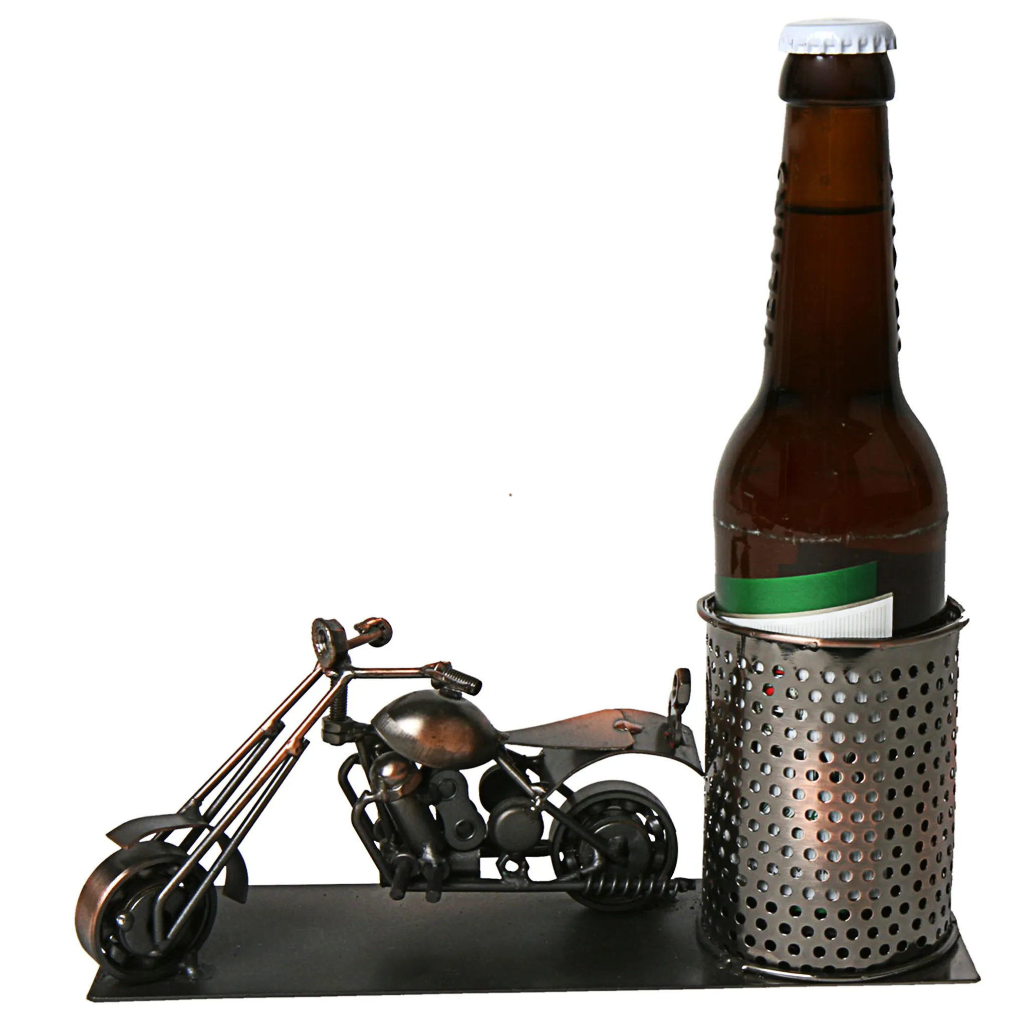Vintage Stifthalter / Flaschenhalter, Modell Motorrad Metall
