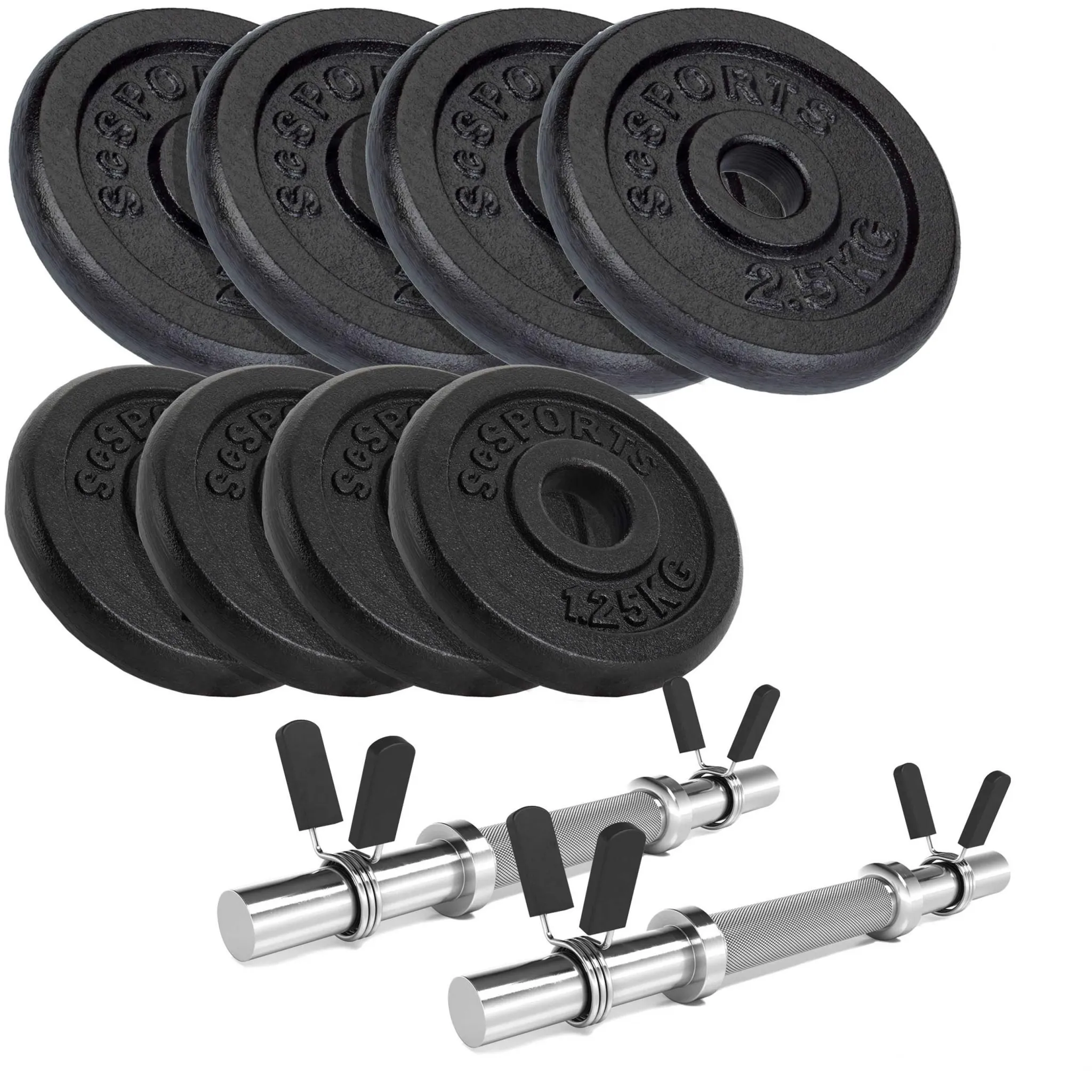 ScSPORTS 20 kg Long Haltère en plastique Kit haltères 2 x 1,25 kg + 2 x 2,5  kg + 2 x 5 kg : ScSPORTS: : Sports et Loisirs