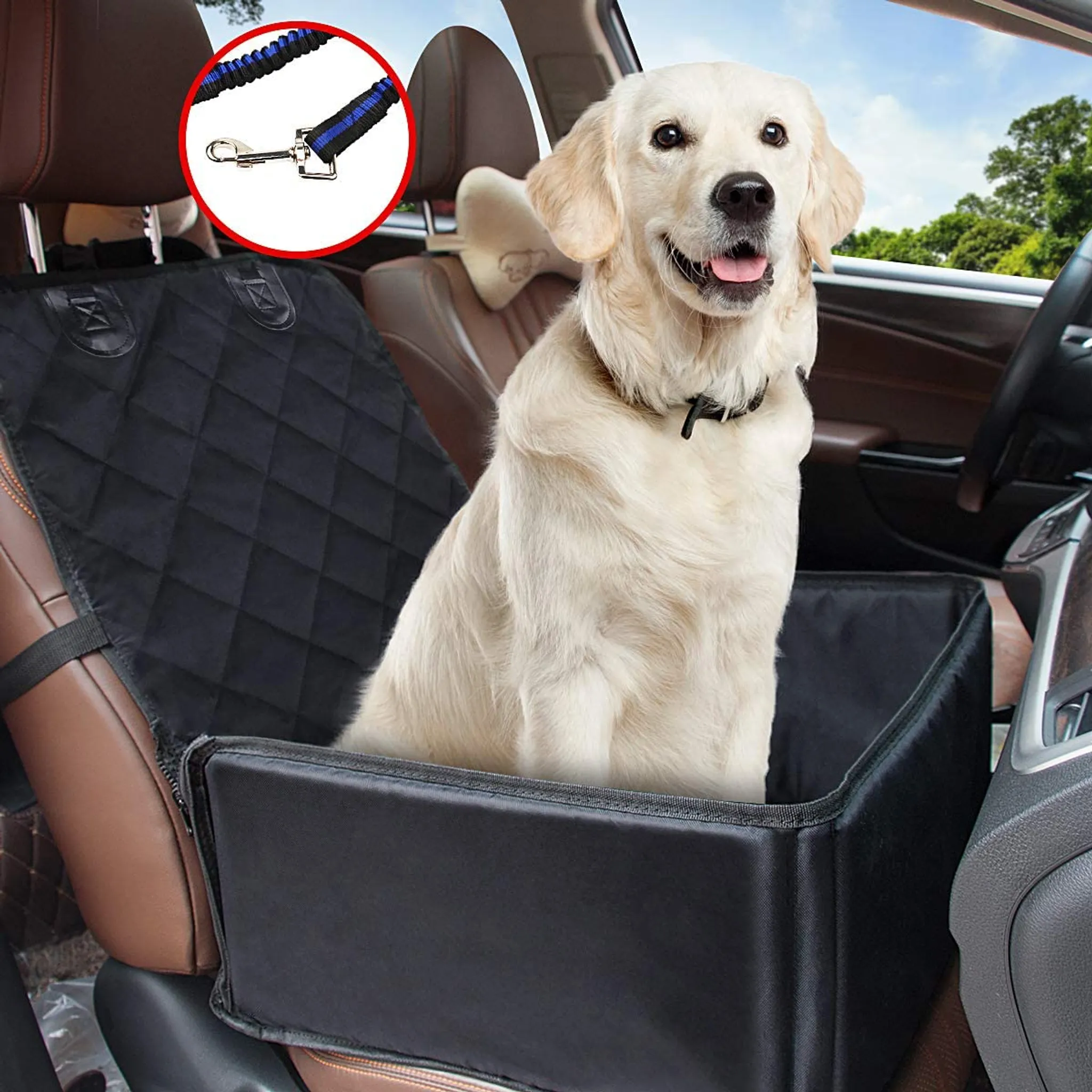 Hundedecke mit Anschnallgurt fürs Auto Rückenlehnenschutz Nestor & Gamble 2-in-1 Hundesitz Kopfstützenbezug 