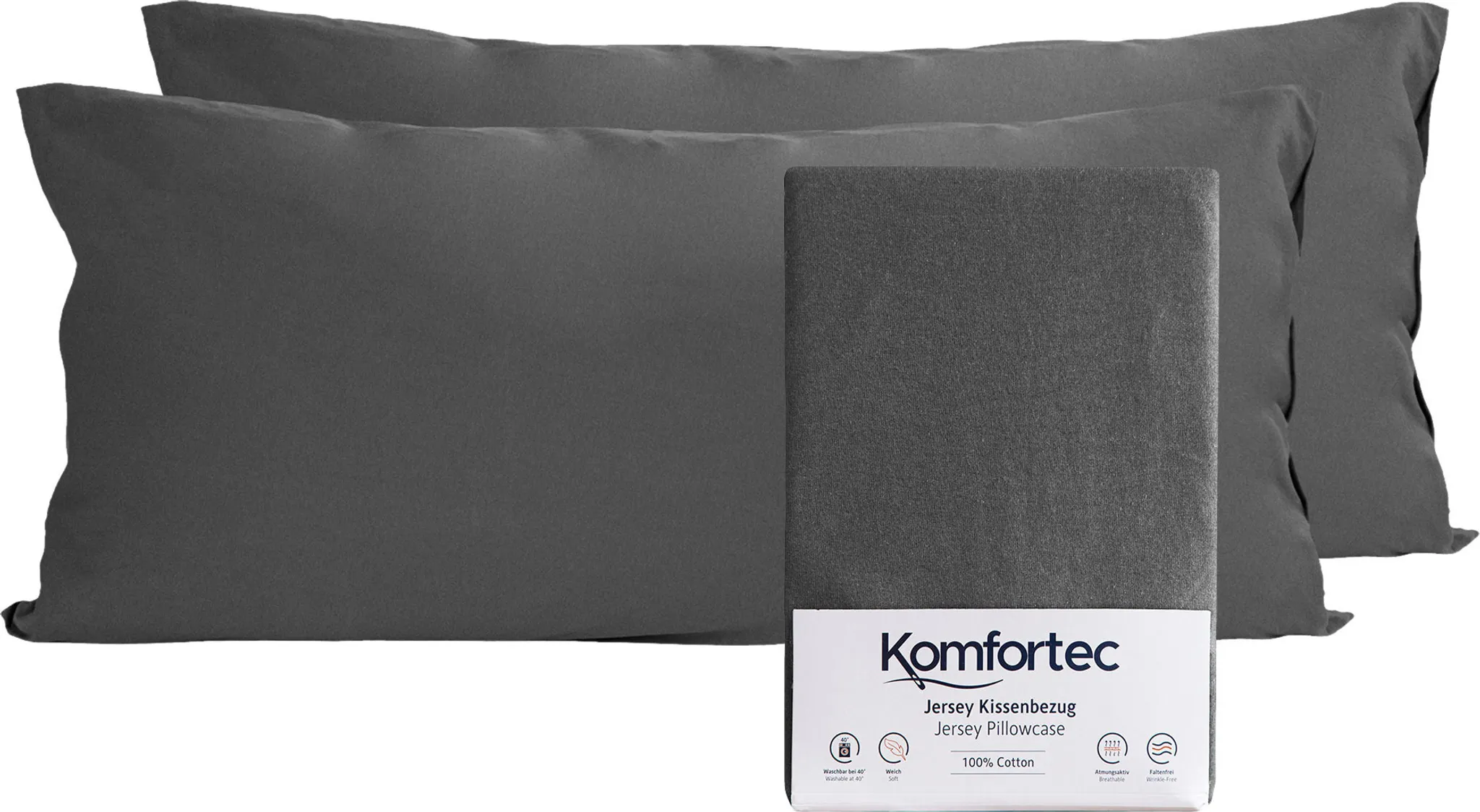 Komfortec 2er Set Samt Kissenbezüge 40x40 Cm – Verdeckter Reißverschluss, Weich & Waschbar – Anthrazit