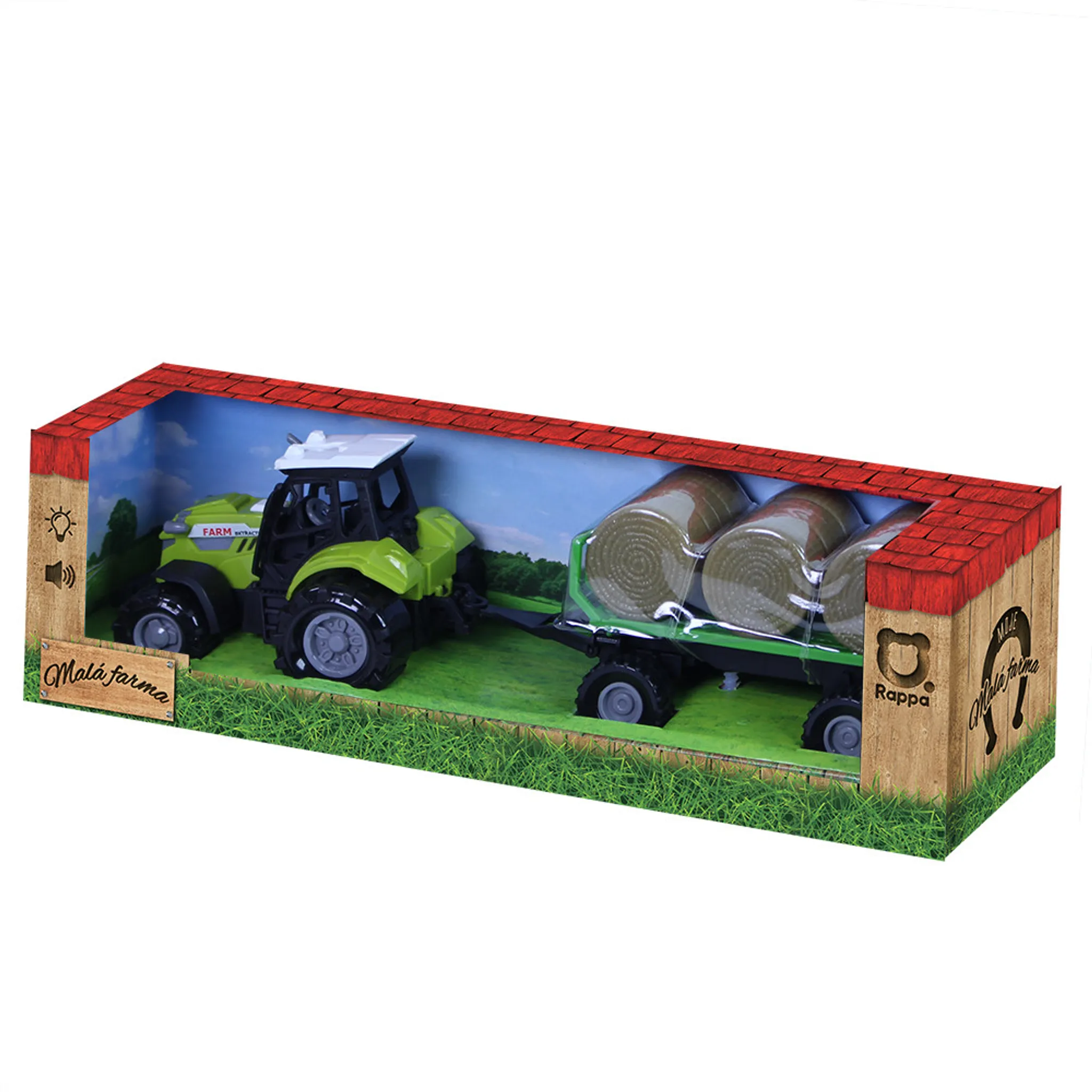 Manen Farm Traktor mit Hänger Rückzug Licht Sound 25cm - 510241