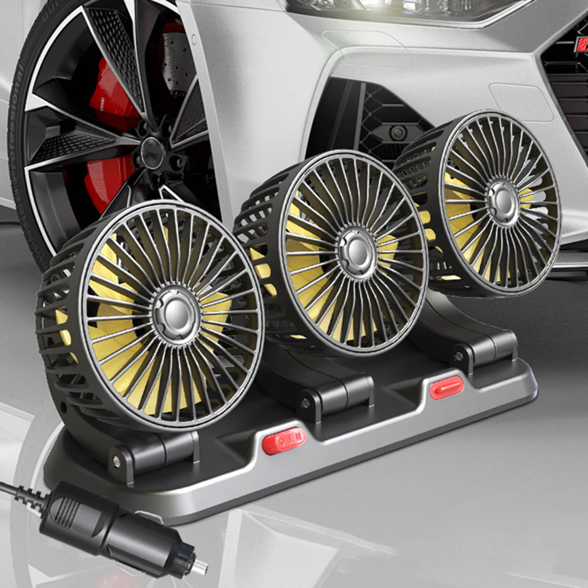 Tragbarer Doppelkopf-Auto lüfter 360-Grad-Drehung Auto-Luftkühl ventilator  USB-Luft zirkulation ventilatoren für Armaturen brett-RV-LKW - AliExpress