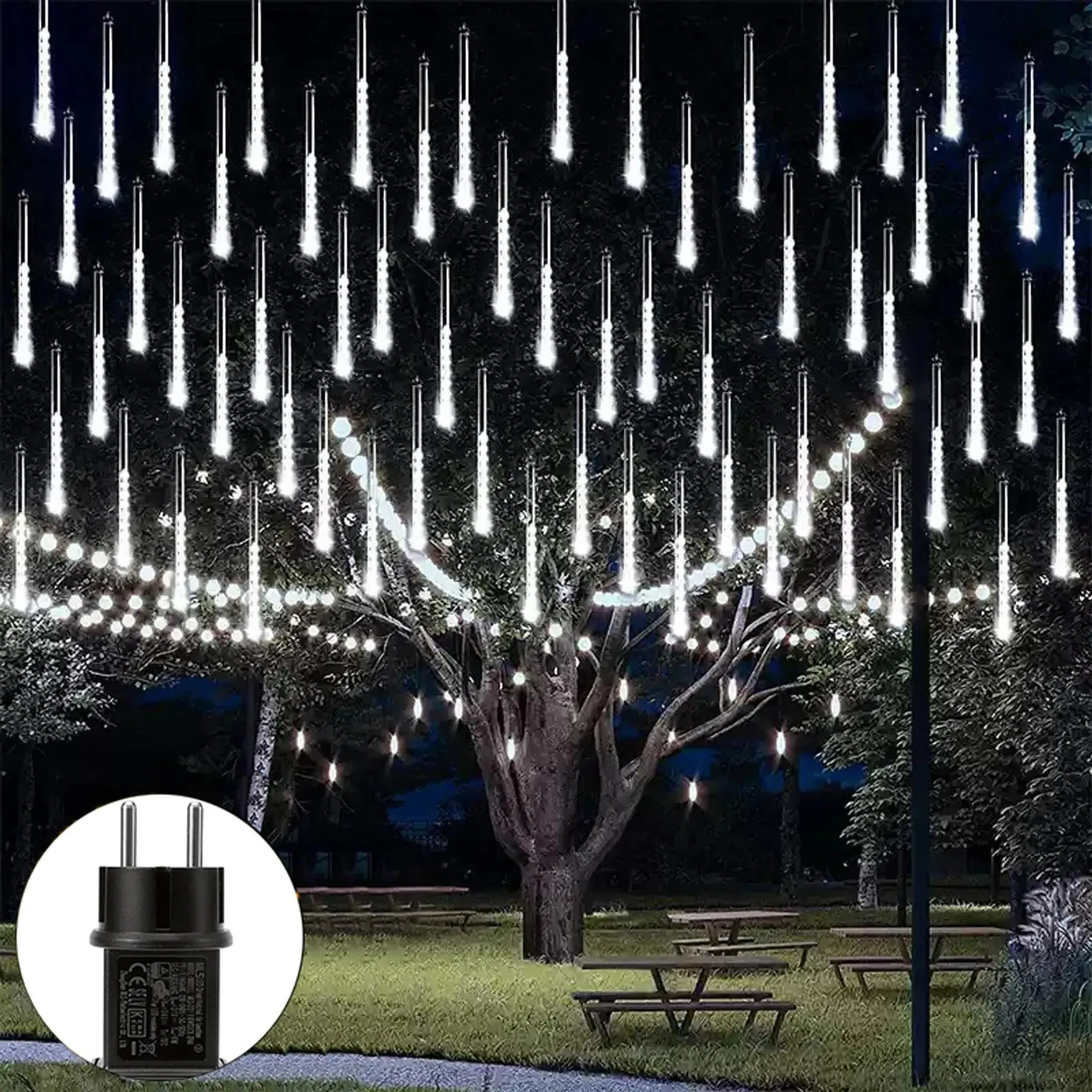 288 LED Meteorschauer Regen Lichter Weiß Wasserdichte
