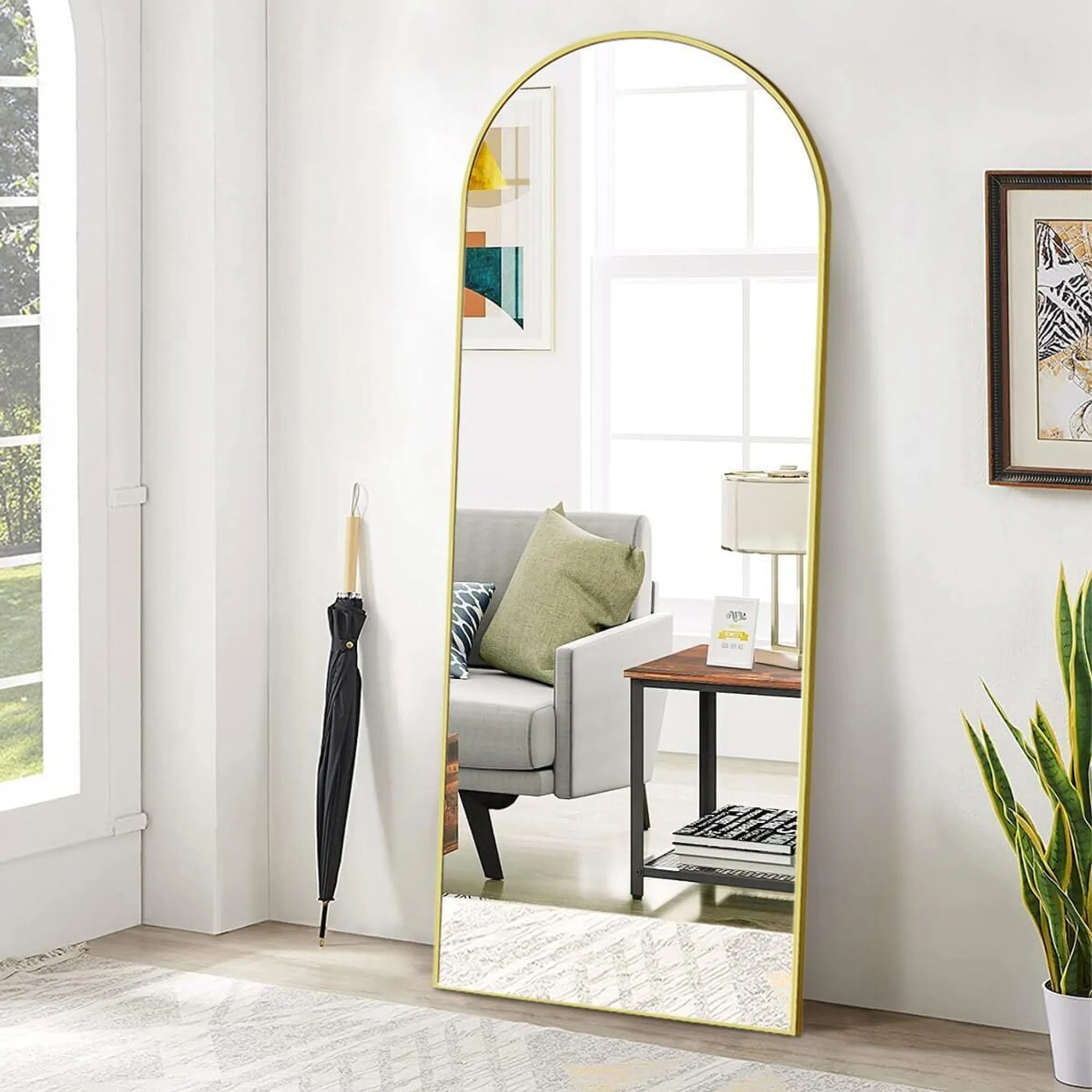 Specchio Intero 171x76 Cm Vortisys: Cornice In Alluminio, Vetro Antisfondamento, Da Parete O Appoggiato