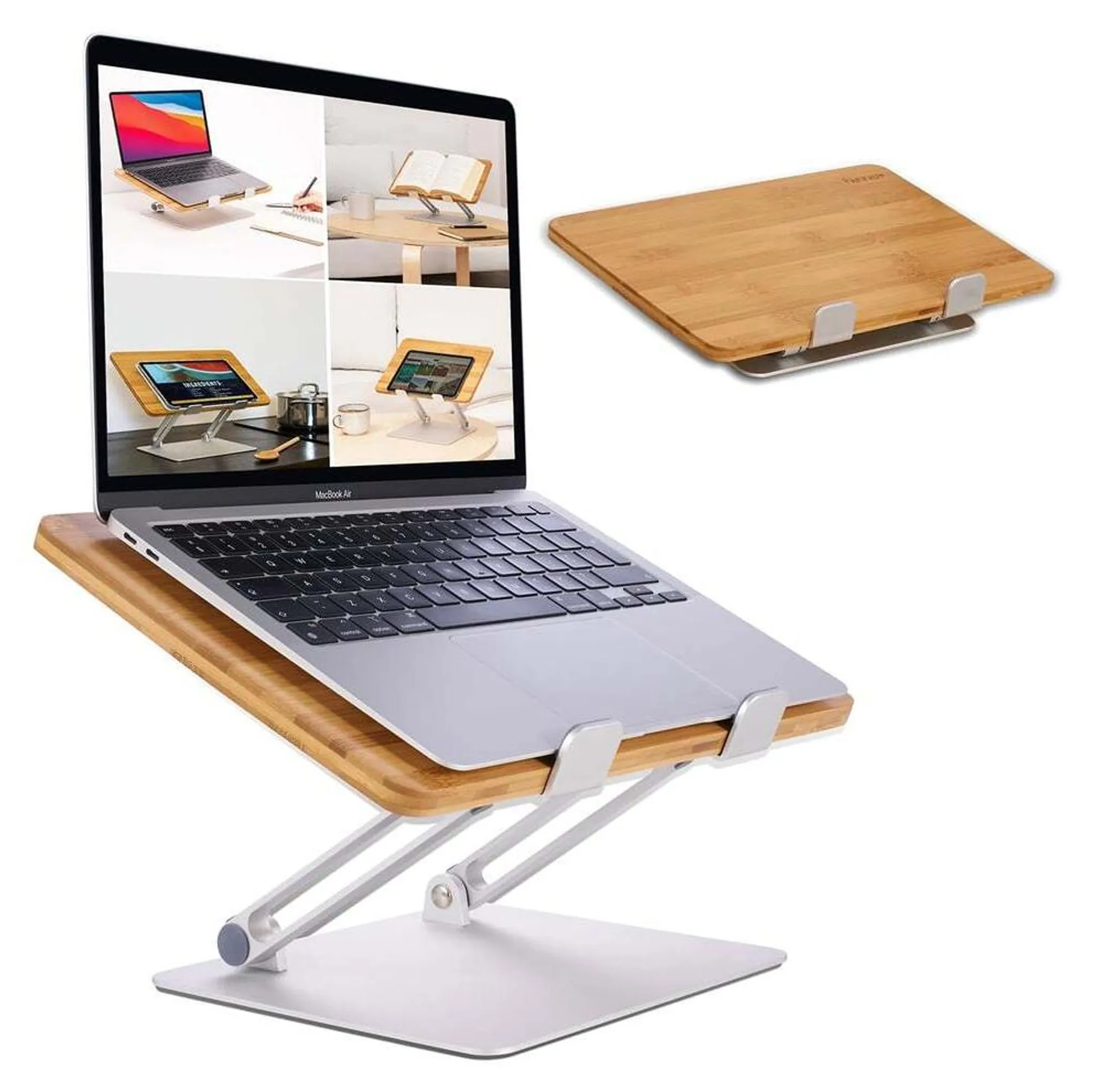 Supporto Per Laptop Pieghevole In Lega Di Alluminio – 6 Livelli Di Altezza – Antiscivolo E Raffreddato – 26x6 Cm Chiuso - 3
