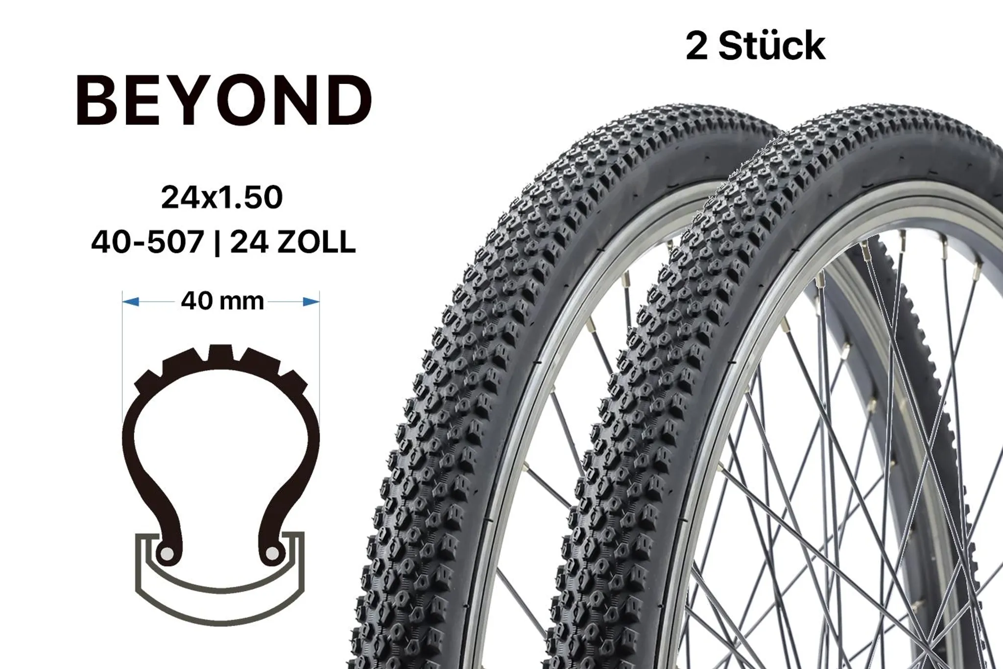 2 Stück 24 Zoll Fahrrad Reifen Beyond