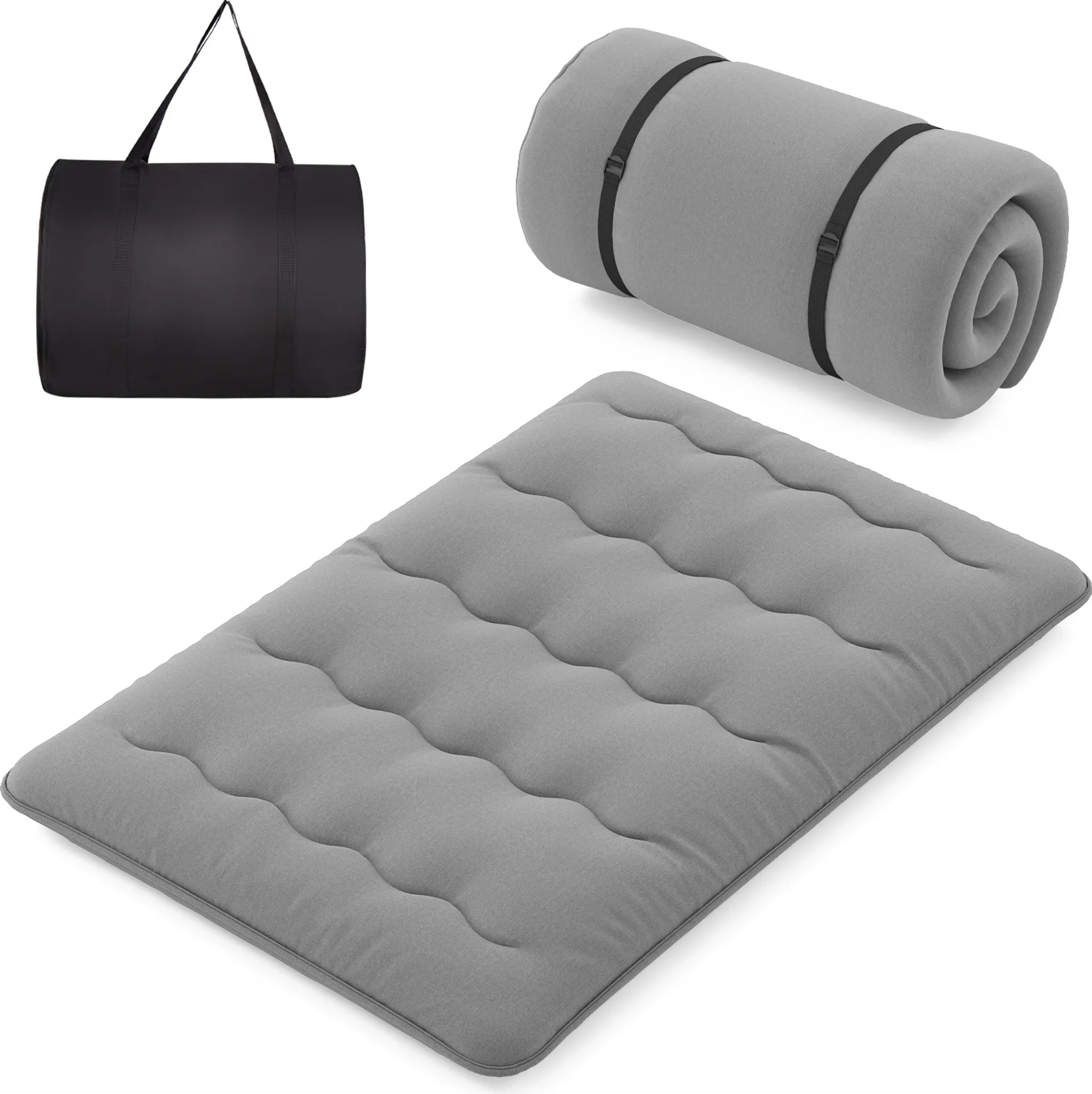 Materasso Pieghevole In Memory Foam 190x75x10 Cm - Singolo, Arrotolabile, Con Fodera Lavabile, Blu - Per Campeggio E Ospiti