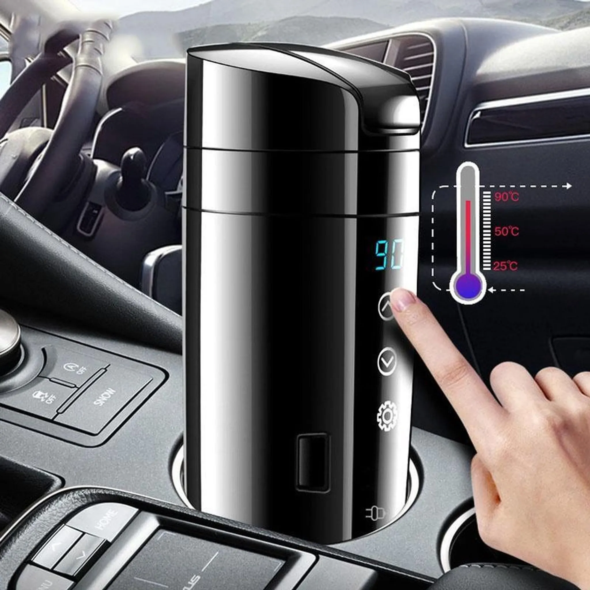 12V Wärmekühler Smart Cooling & Heizung Auto Tasse 2-in-1 Temperaturanzeige  Getränkehalter für Wasser Kaffee Getränk Auto Zubehör - Getränkehalter