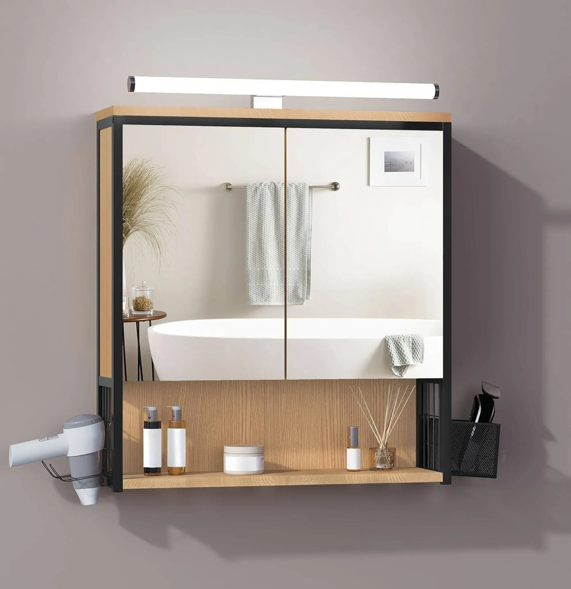 Preisvergleich Für EUGAD Spiegelschrank (1-St) Hängeschrank Badezimmerspiegel Mit Tür Aus Holz, BxHxT 56x13x58.3 Cm, In Der Farbe Weiss, Aus Holzwerkstoff | Ladendirekt