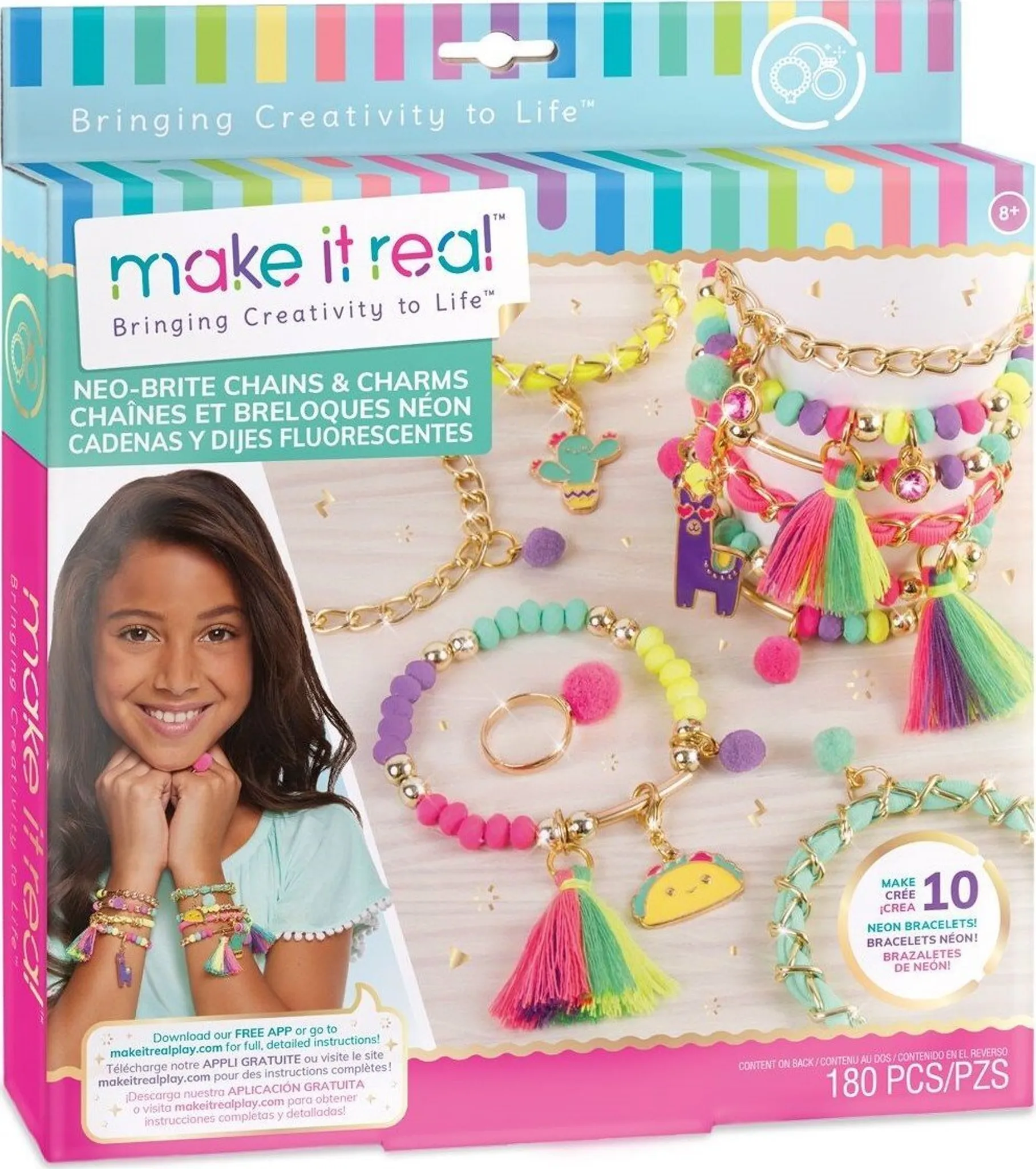 Lizzy Set Collana E Bracciali Neon – 4 Bracciali + 4 Collane Per Feste Anni '80 E Rave