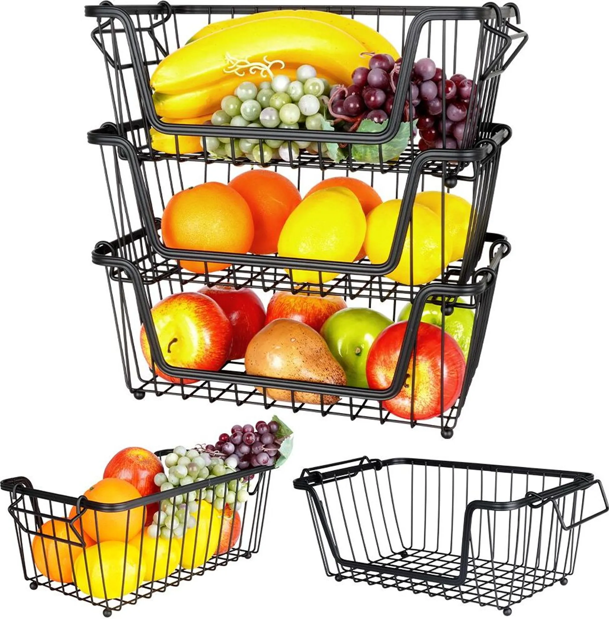 Corbeille à Fruits Relaxdays Métal Noir Mat – Design Géométrique Grillagé Moderne 34,5 X 34,5 Cm