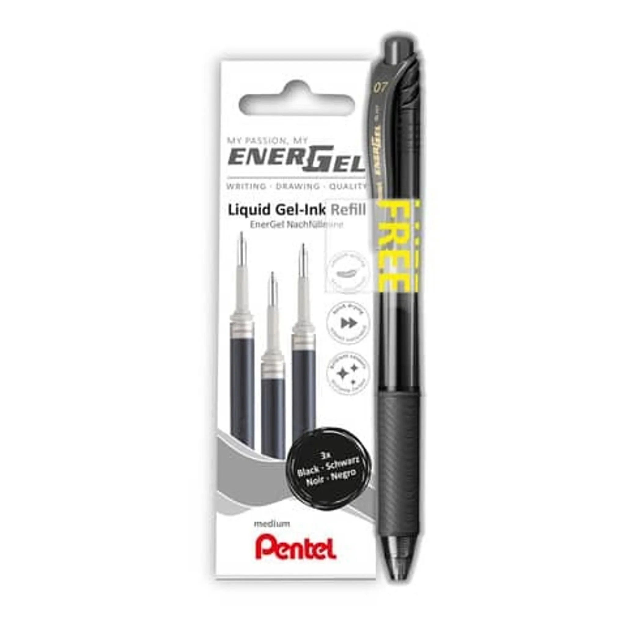 Pentel Liquid Gel-Tintenroller-Mine LR7 PROMO-Pack schwarz