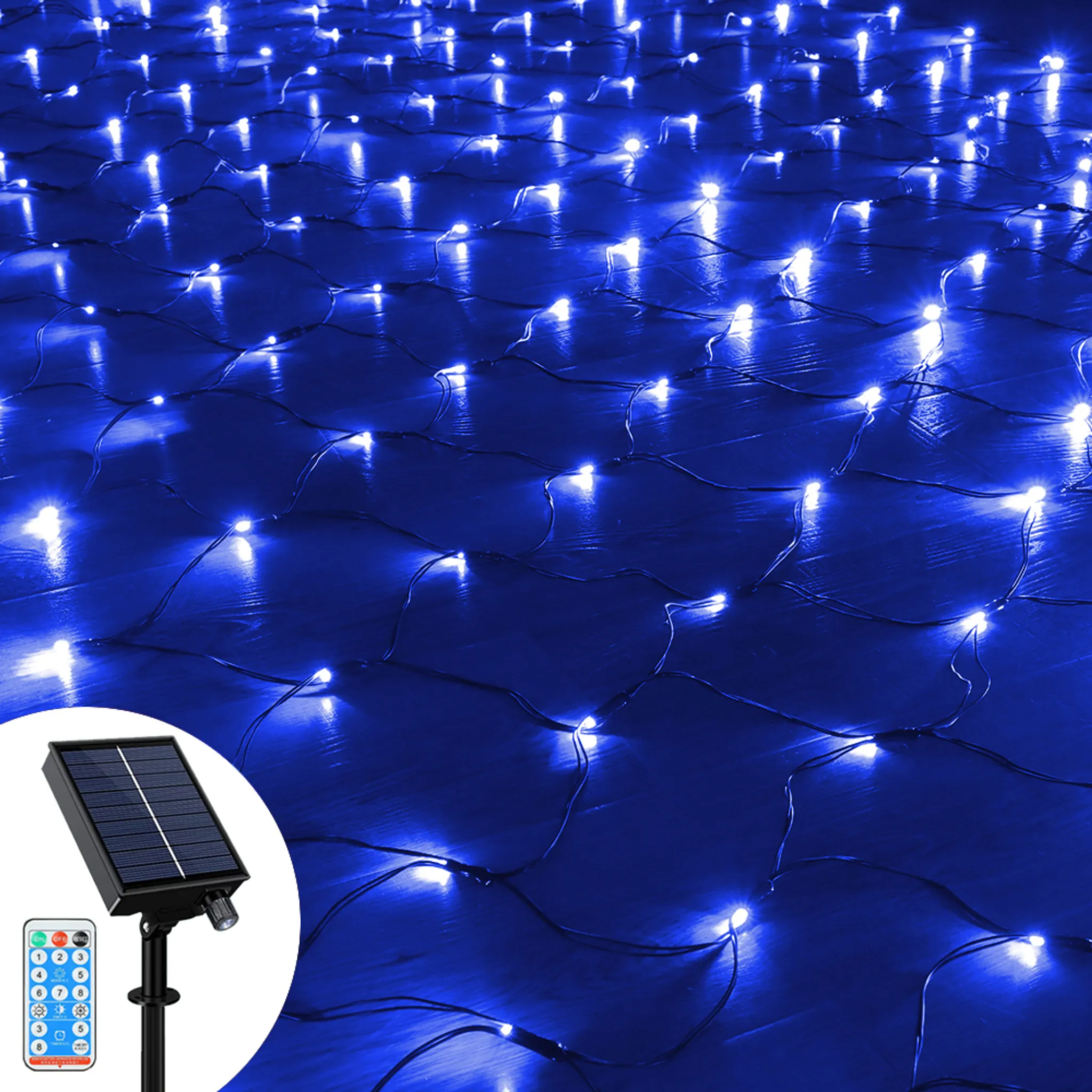 Solar Lichternetz 6x4 M – 480 LEDs, 8 Modi, IP44 Wasserfest, Mit Fernbedienung & Timer