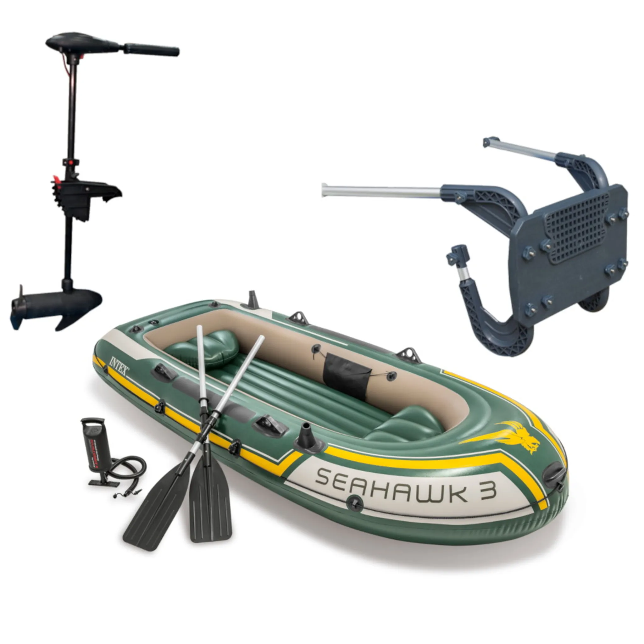 KESSER® Schlauchboot 3,20 m für 4 Personen - WAVE Motor geeignet  Freizeitboot Paddelboot Motorboot Angelboot - mit 2 Sitzbänken - Alu-Boden  Paddel Pumpe Reparaturset & Tasche aufblasbar PVC