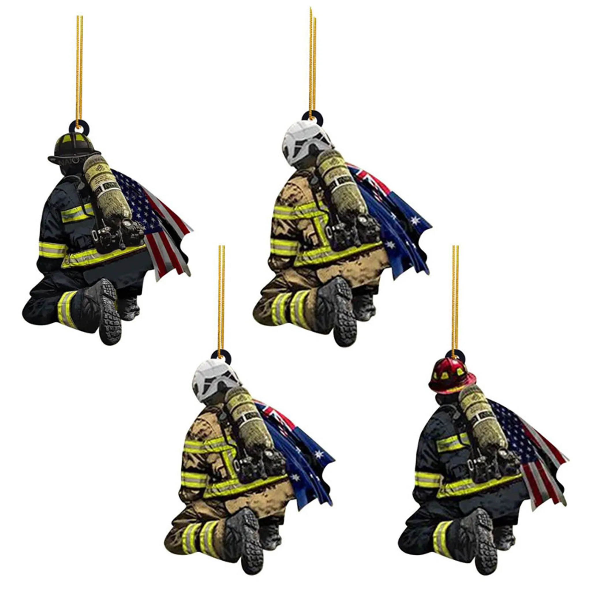 Feuerwehrmann Weihnachtsdekorationen, 4 x