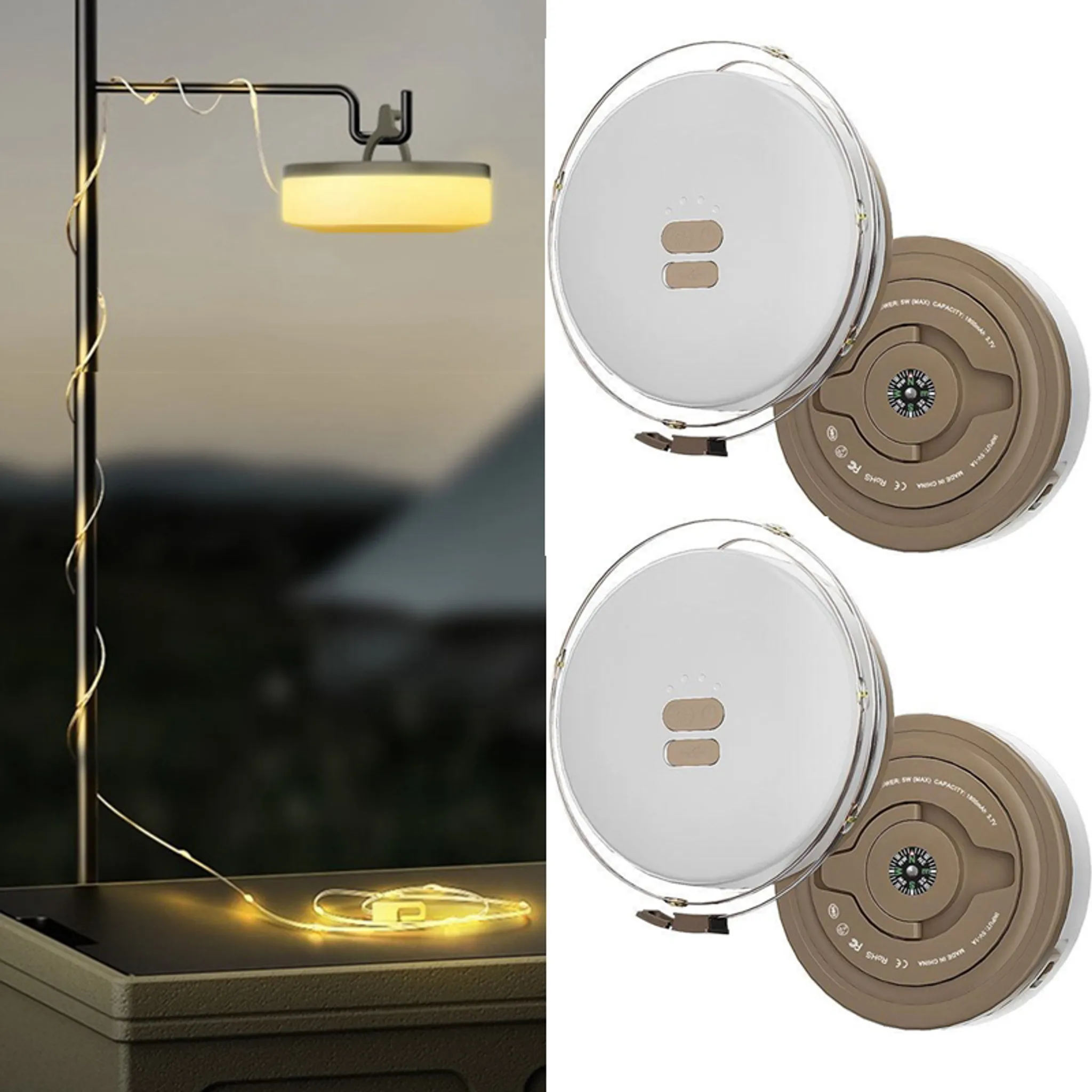 Multifunktionales tragbares Campinglicht Wasserdichte Dekor-Lichterkette  für Outdoor-LED-Camping-Atmosphärenlicht mit Lichterketten  Aufhängehakenzelt Pa