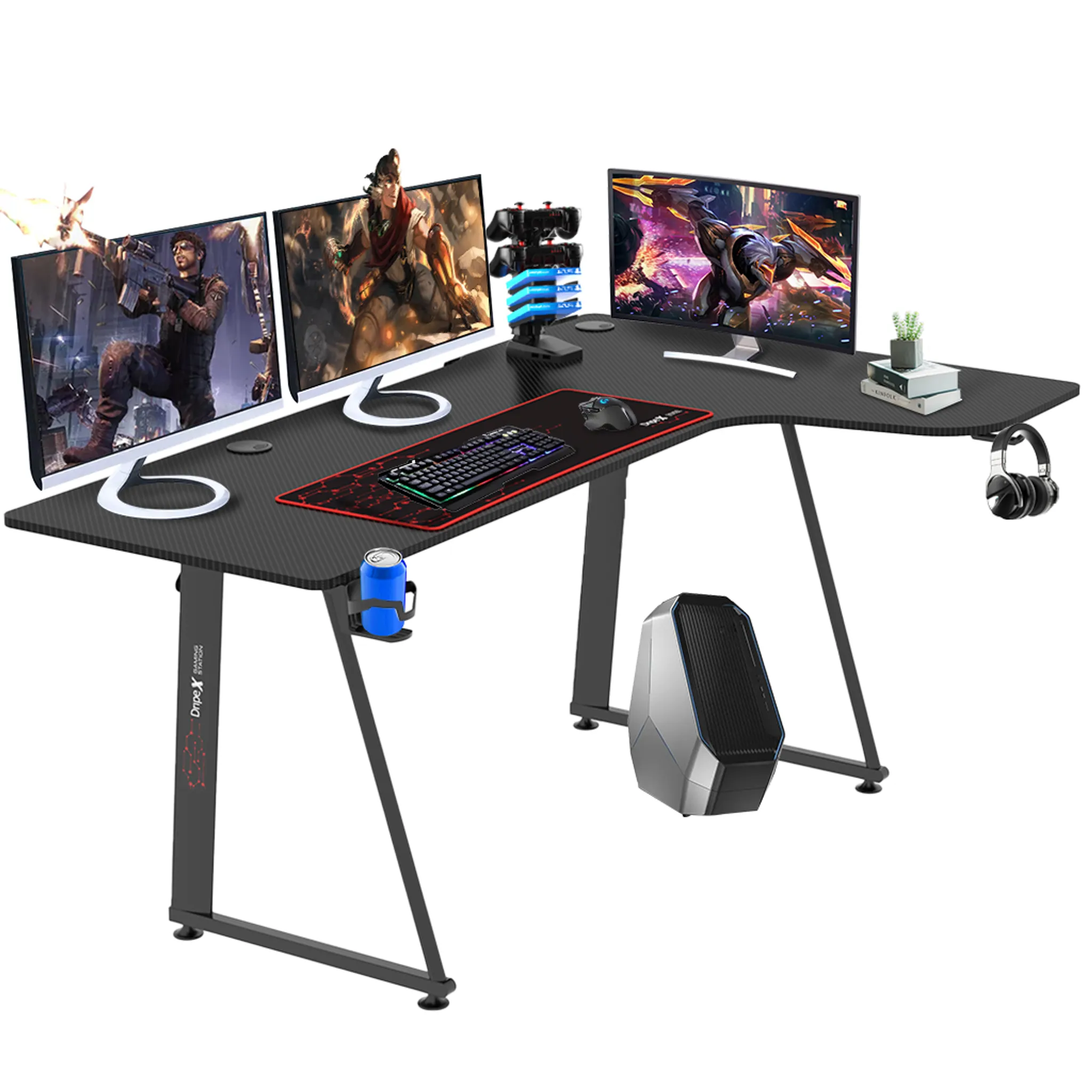 Dripex Gaming Tisch mit L-Form, großer