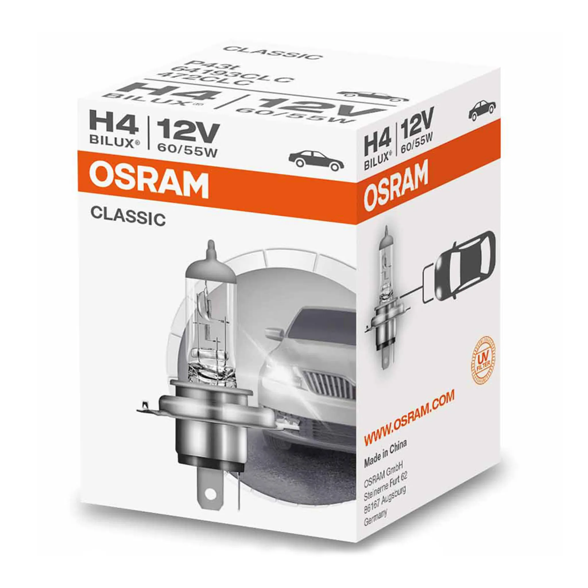 OSRAM Classic H4 60/55W 12V P43T (1er