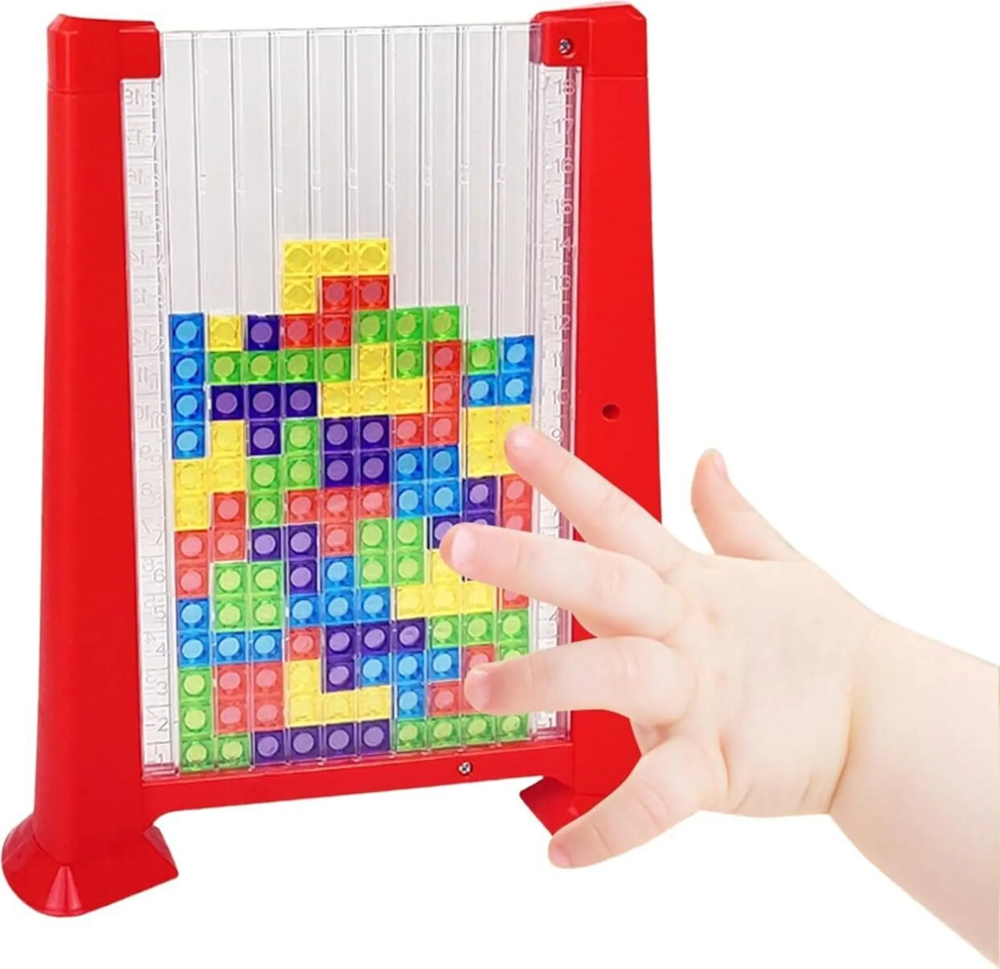 Tetris Holzspiel – Montessori Lernspielzeug Ab 3 Jahre, Mit 42 Bunten Blöcken & 10 Karten