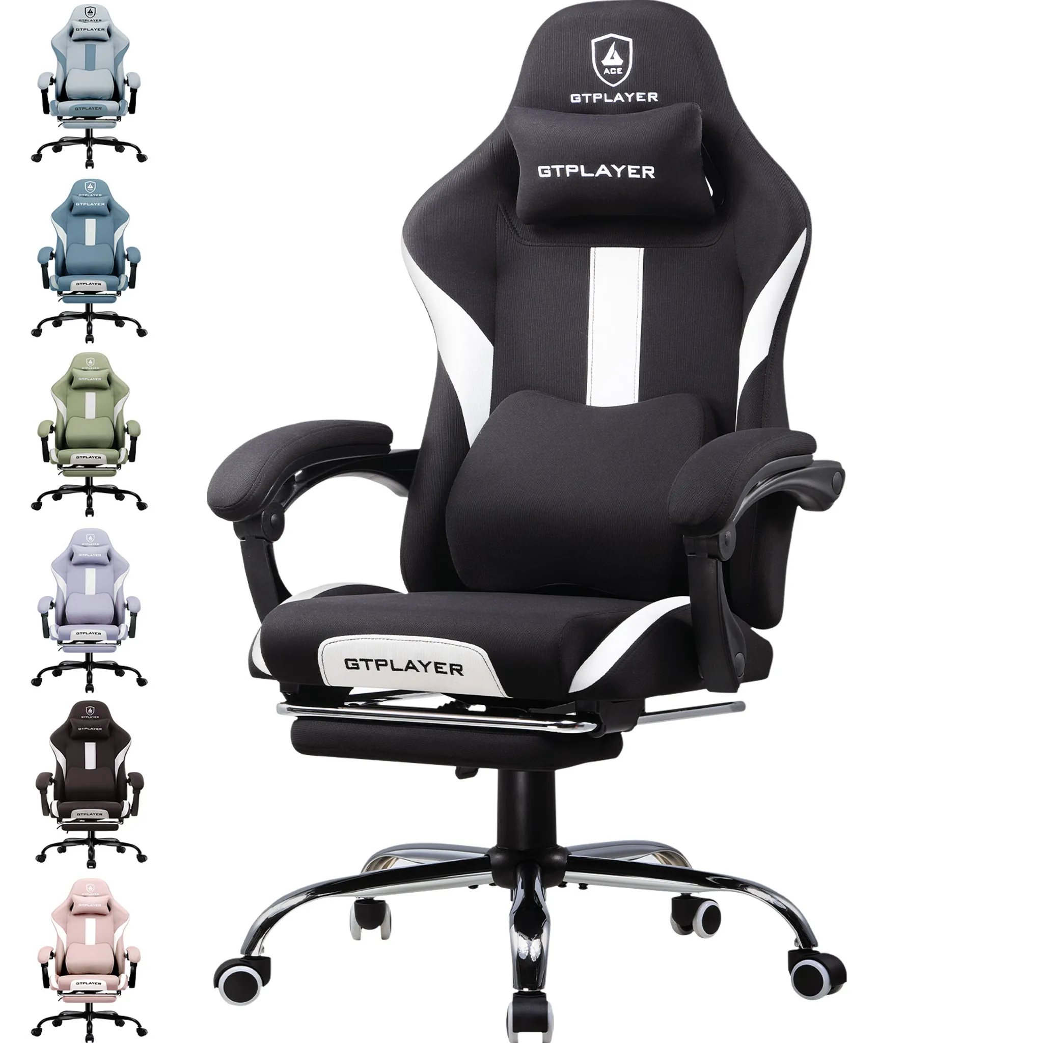 Puluomis - Chaise gaming ergonomique en cuir synthétique - Dossier