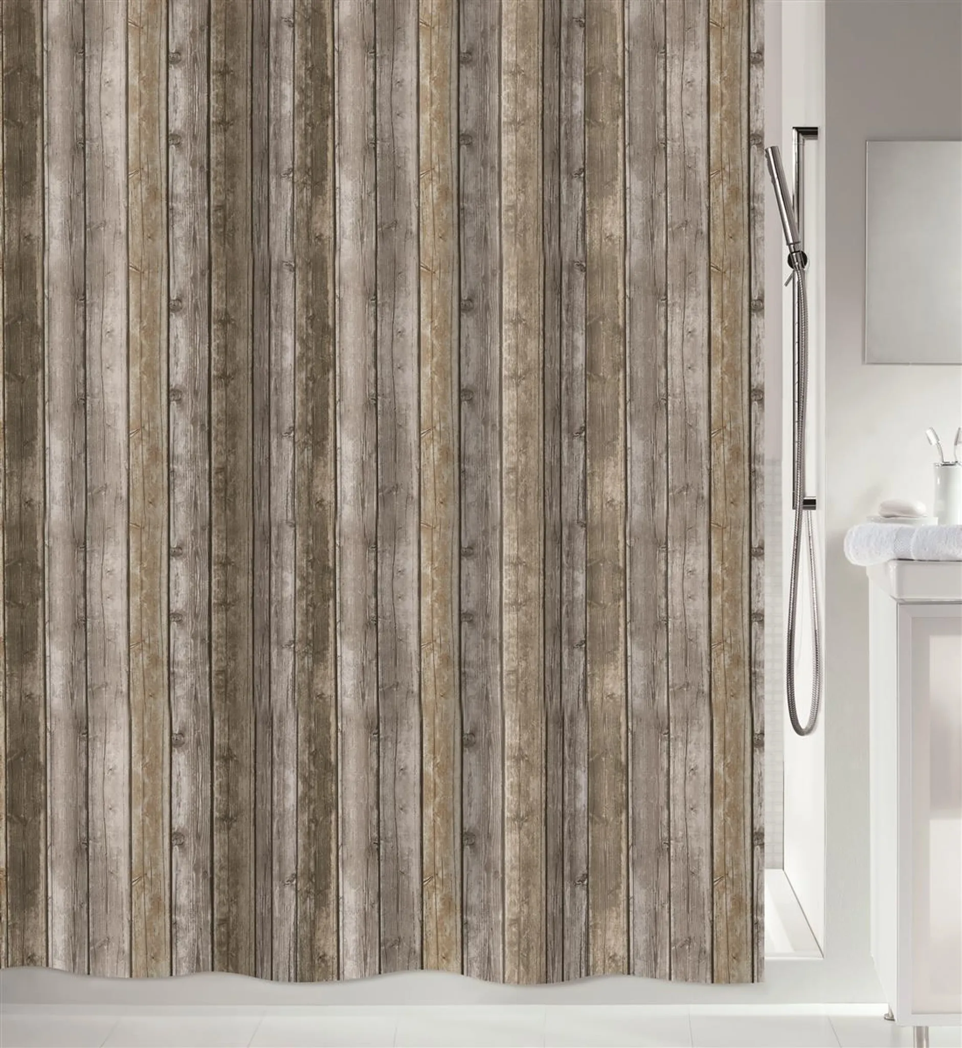 Spirella Anti-Schimmel Duschvorhang – 120x200 Cm, Polyester 'Bambus', Wasserdicht & Waschbar, Inkl. 12 Ringe