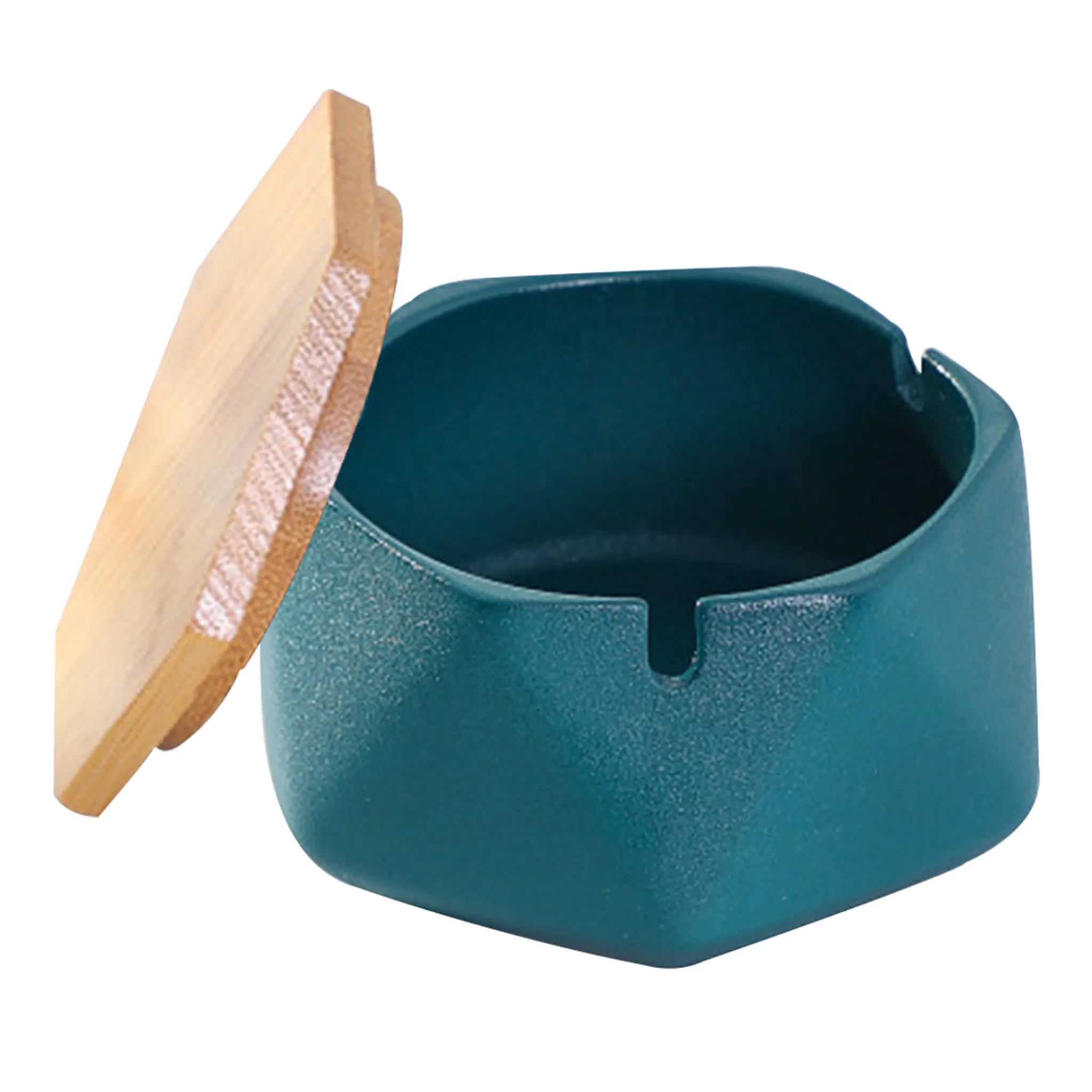 Blau Keramik Aschenbecher mit Deckel Windaschenbecher Winddichter