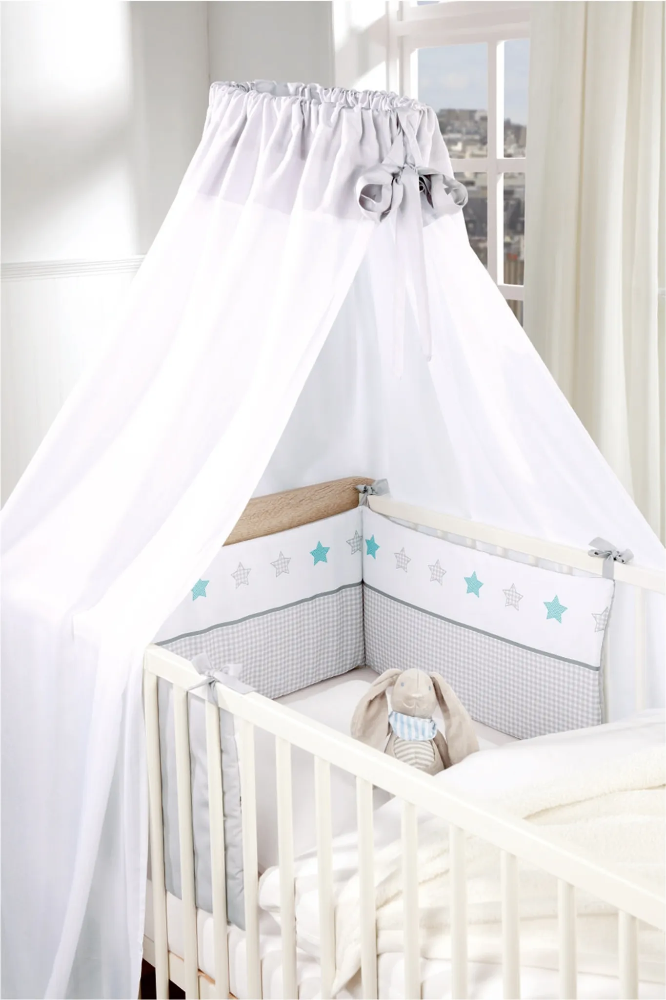 mit Himmel und Nestchen 11-teiliges Bettwäsche-Set für Babybett für 140 x 70 cm 