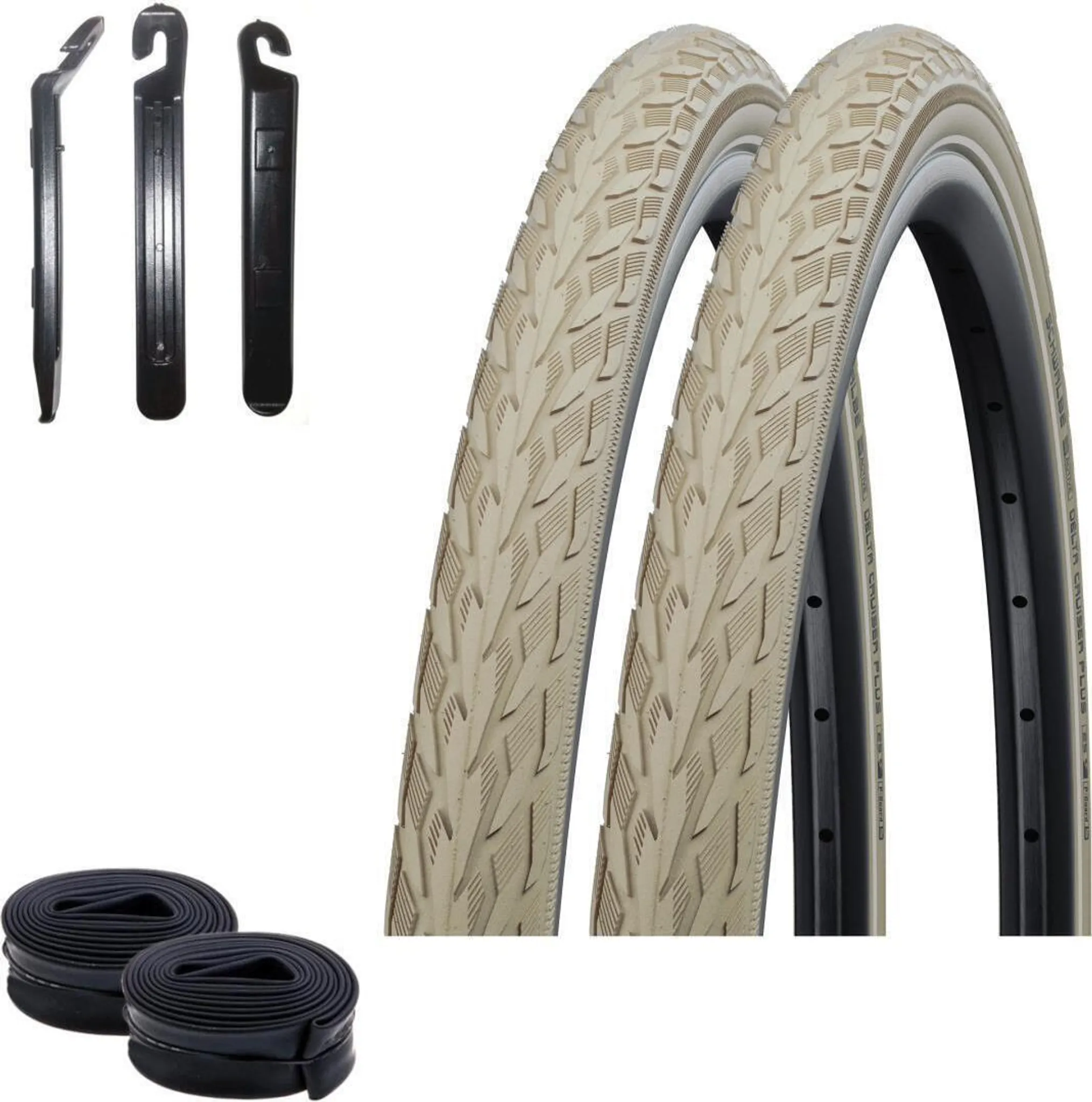 Schwalbe Marathon Plus MTB Reifen 27,5 X 2,25 (57-584) – Unplattbar, Mit Reflexstreifen + 2 Schläuche & 3 Reifenheber