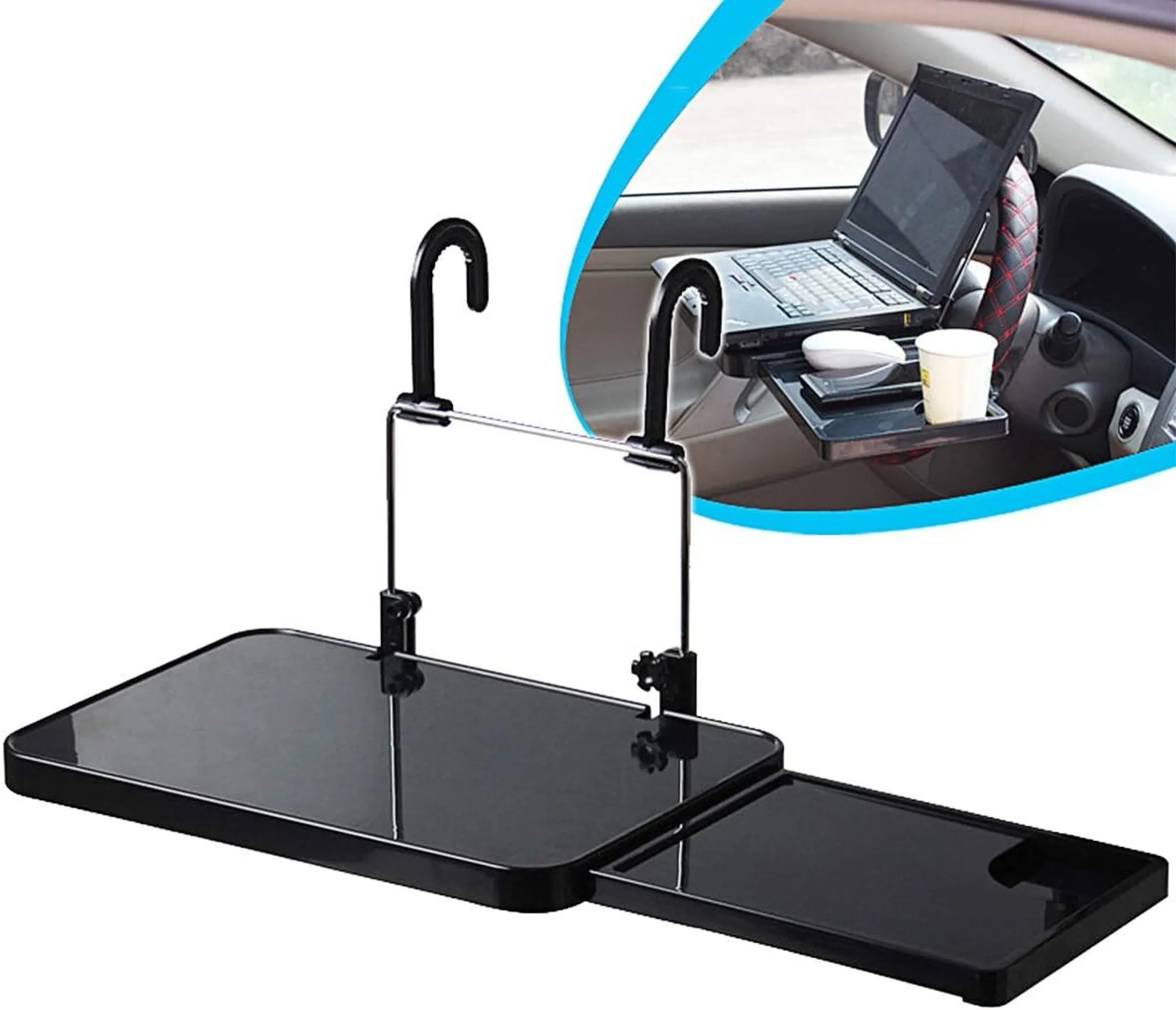 NEWFUN Auto Tisch Für Rücksitz – Höhenverstellbarer Tisch Mit Getränkehalter & Handyhalter Für Laptop, Essen, Arbeiten