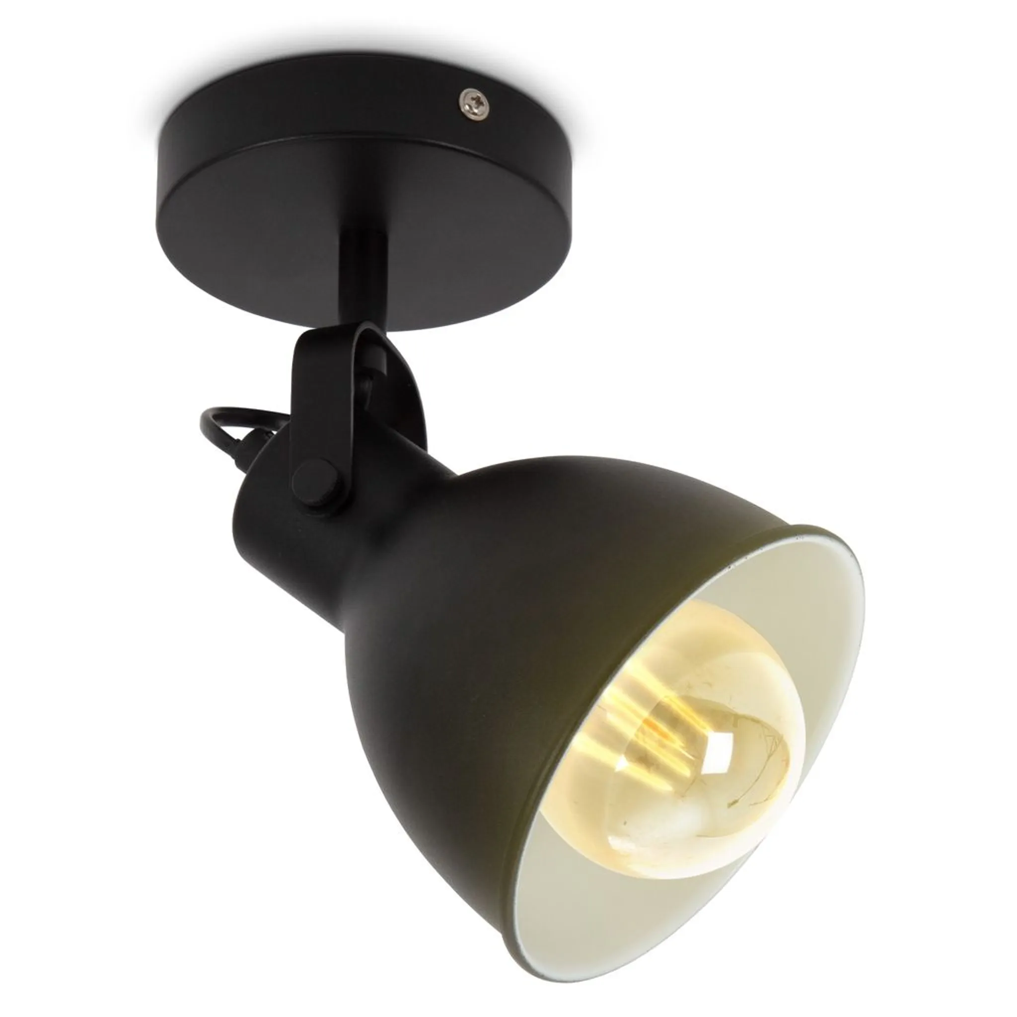 Vintage Industrial Design LED schwarz Wandlampe matt Wandleuchte Retro Spot E27
