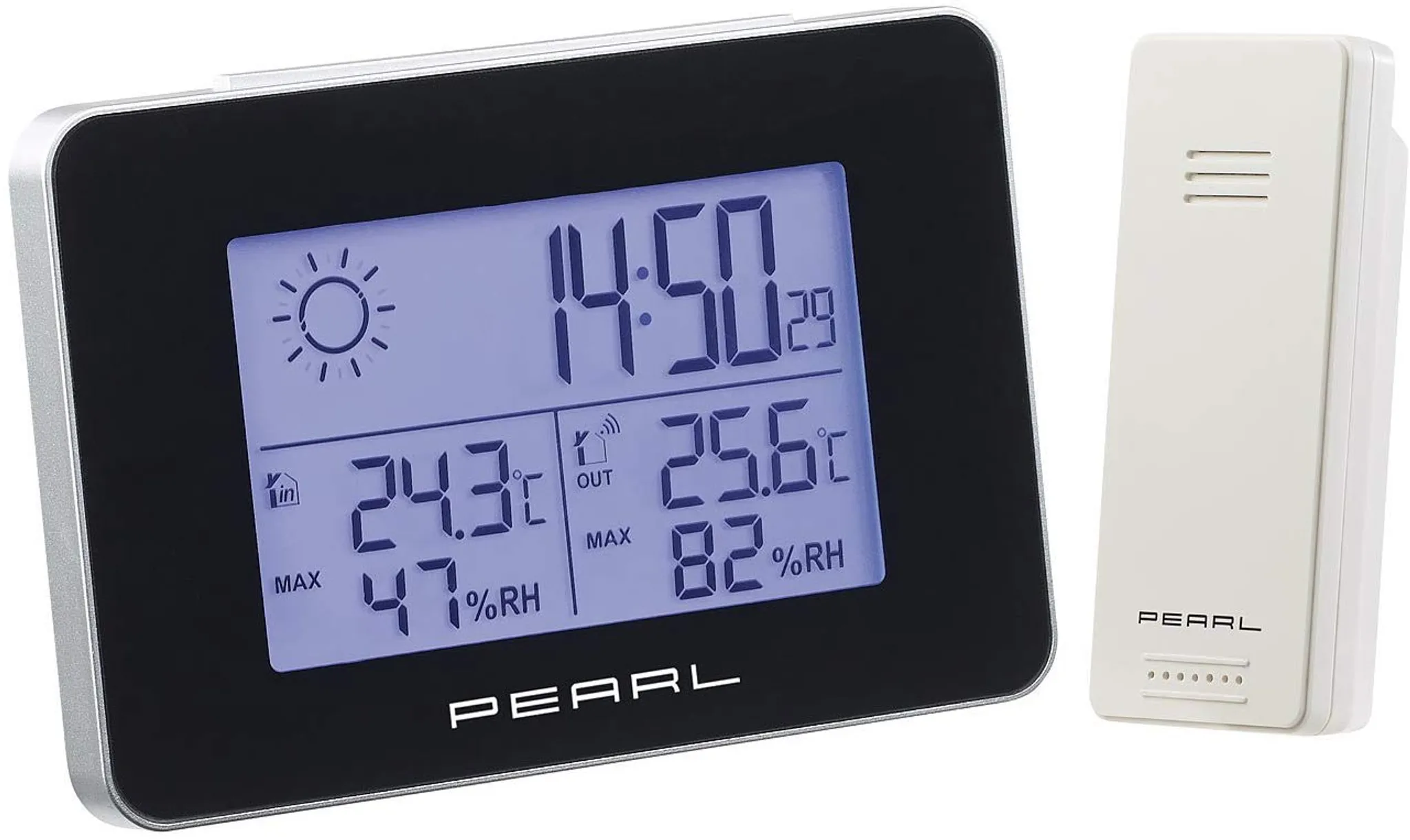 PEARL innen Außenthermometer: Digitales Innen- und Außen-Thermometer mit  LCD-Display und Uhrzeit (Außenthermometer Digital)