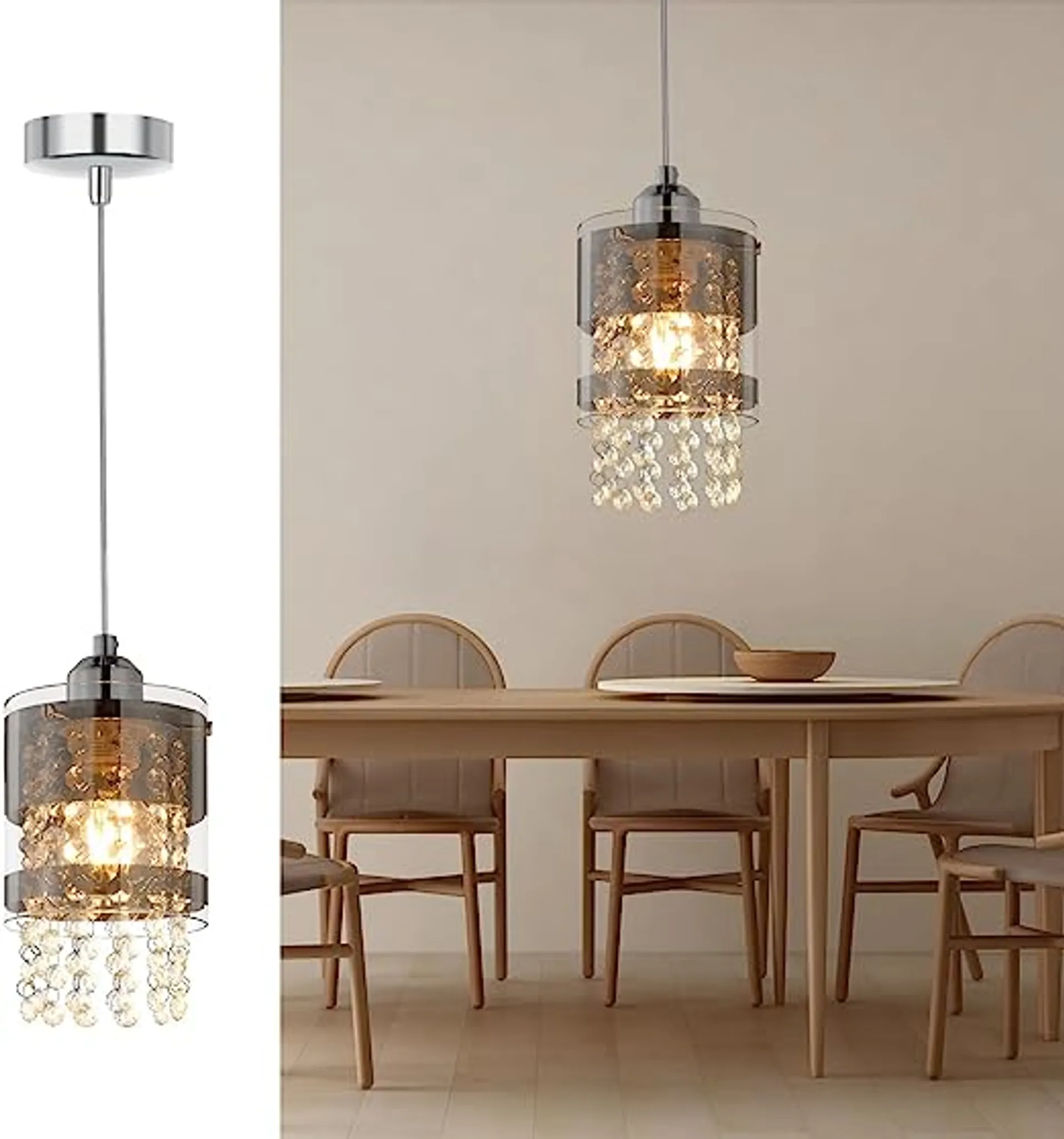 ZMH Suspension Lustre De Table Noire E27 Verre - 5 Flammes Ajustable En