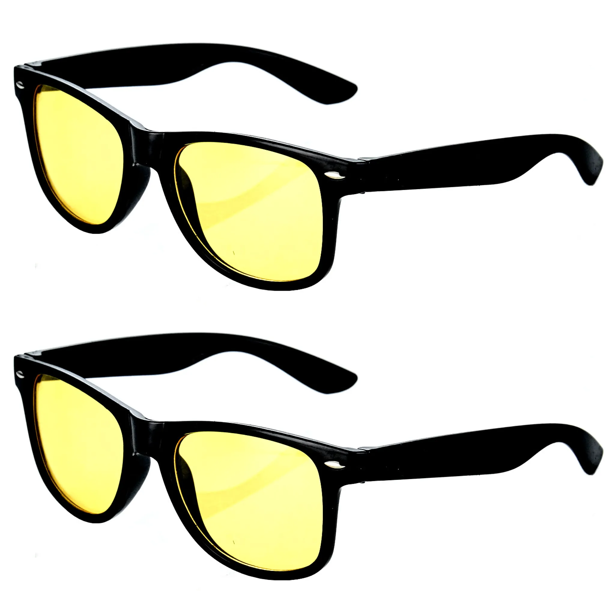 Schwarz Gelb YLX Nachtsichtbrille Auto Fahren Nachtsicht Brille Sonnenbrille 2-Stück Autofahrbrille Anti-Blend-Brille für Frauen und Männer 