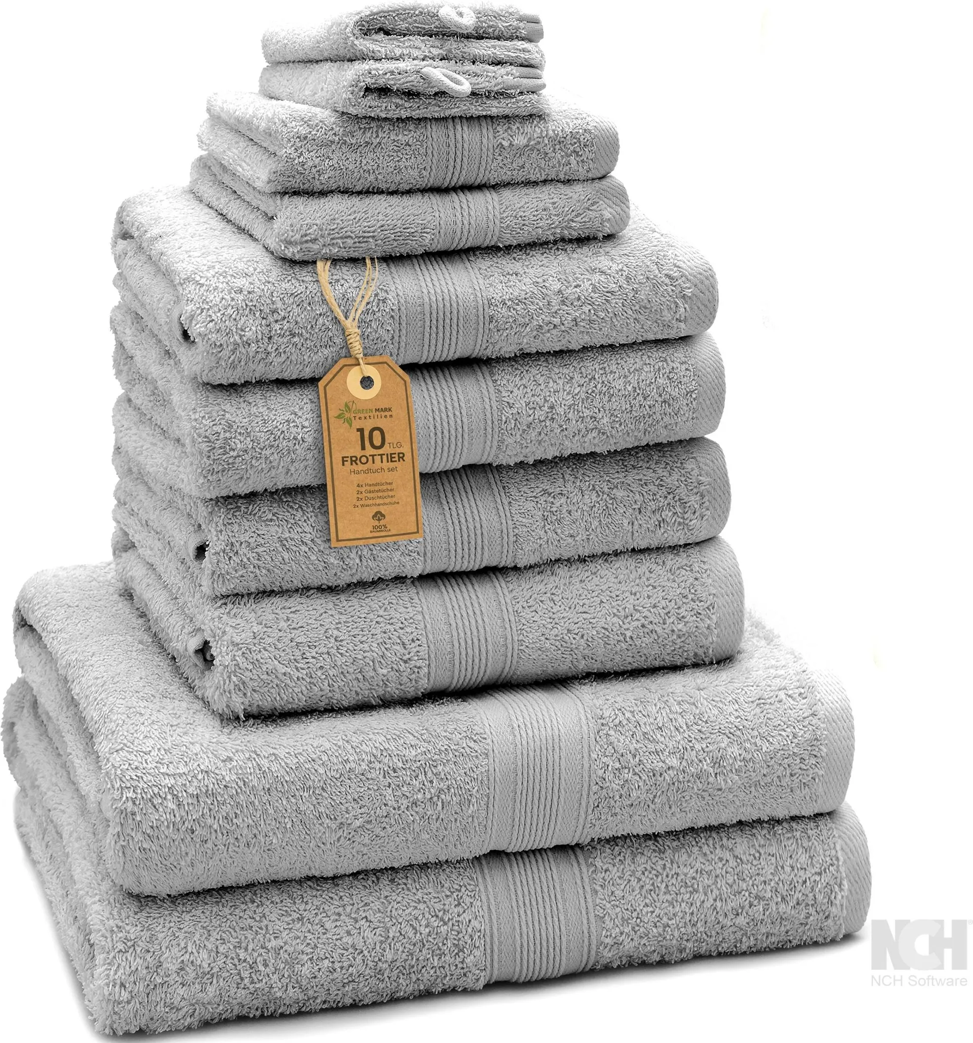 Frottier Handtuch-Set, Silber grau