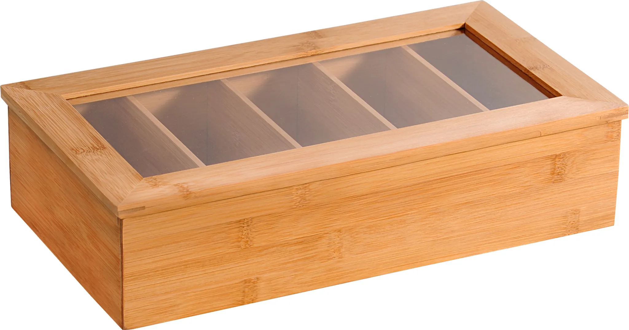 KESPER Teebox mit 5 Fchern, Bambus,, mit Sichtfenster,
