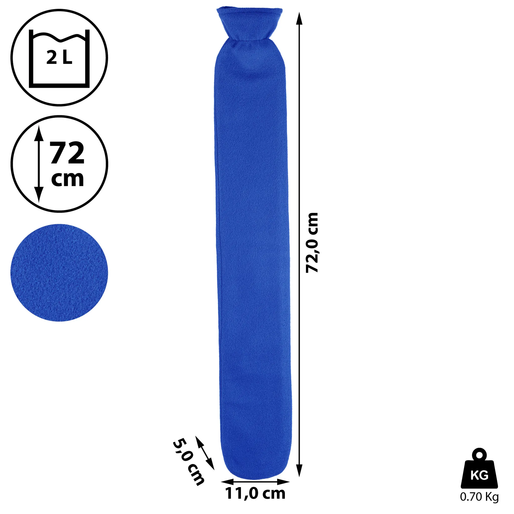 Schlauchwärmflasche blau 73cm Wärmflasche