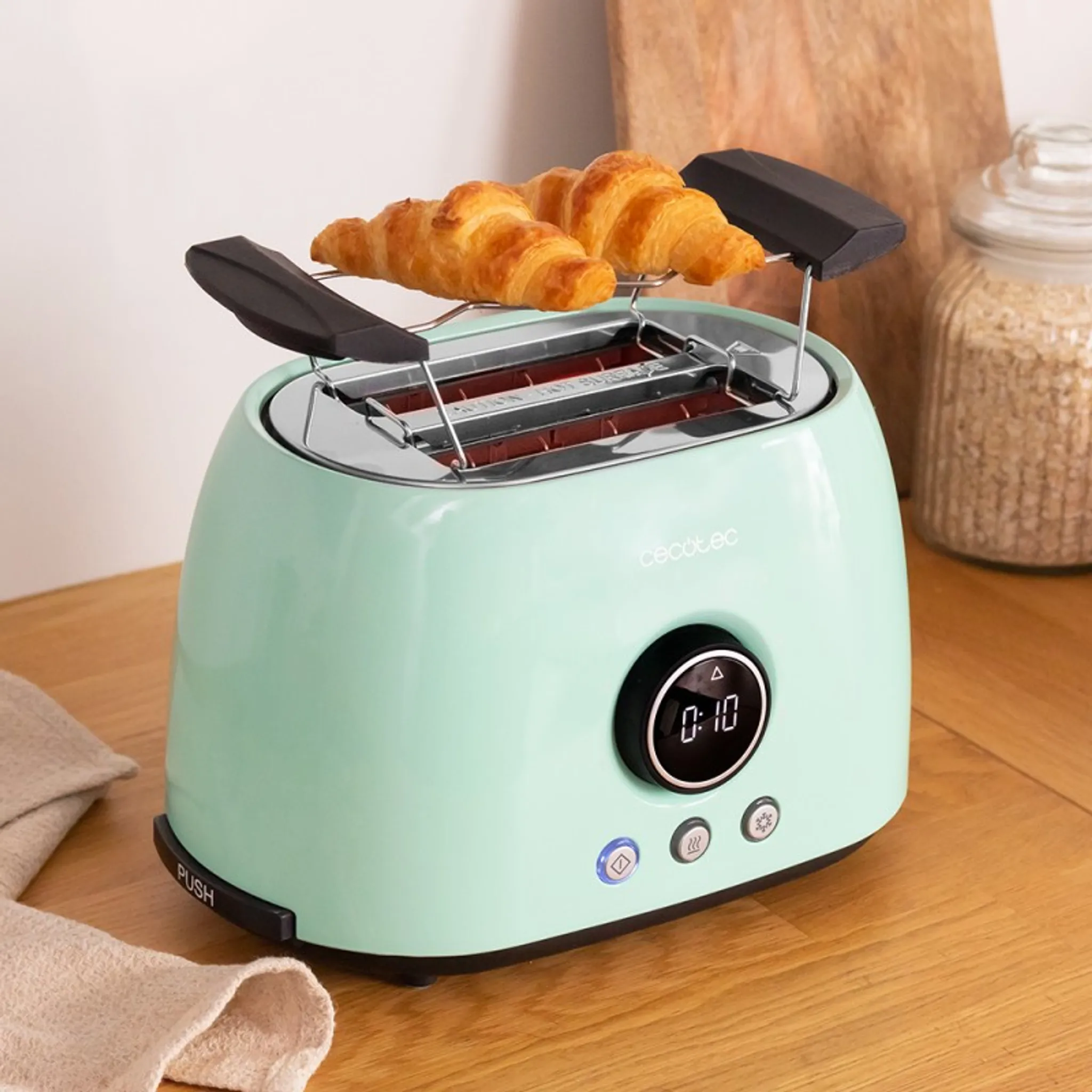 Cecotec Grille-Pain Digital ClassicToast 8000 Beige - 800W, 2 Fentes Extra Larges, 6 Niveaux Cuisson