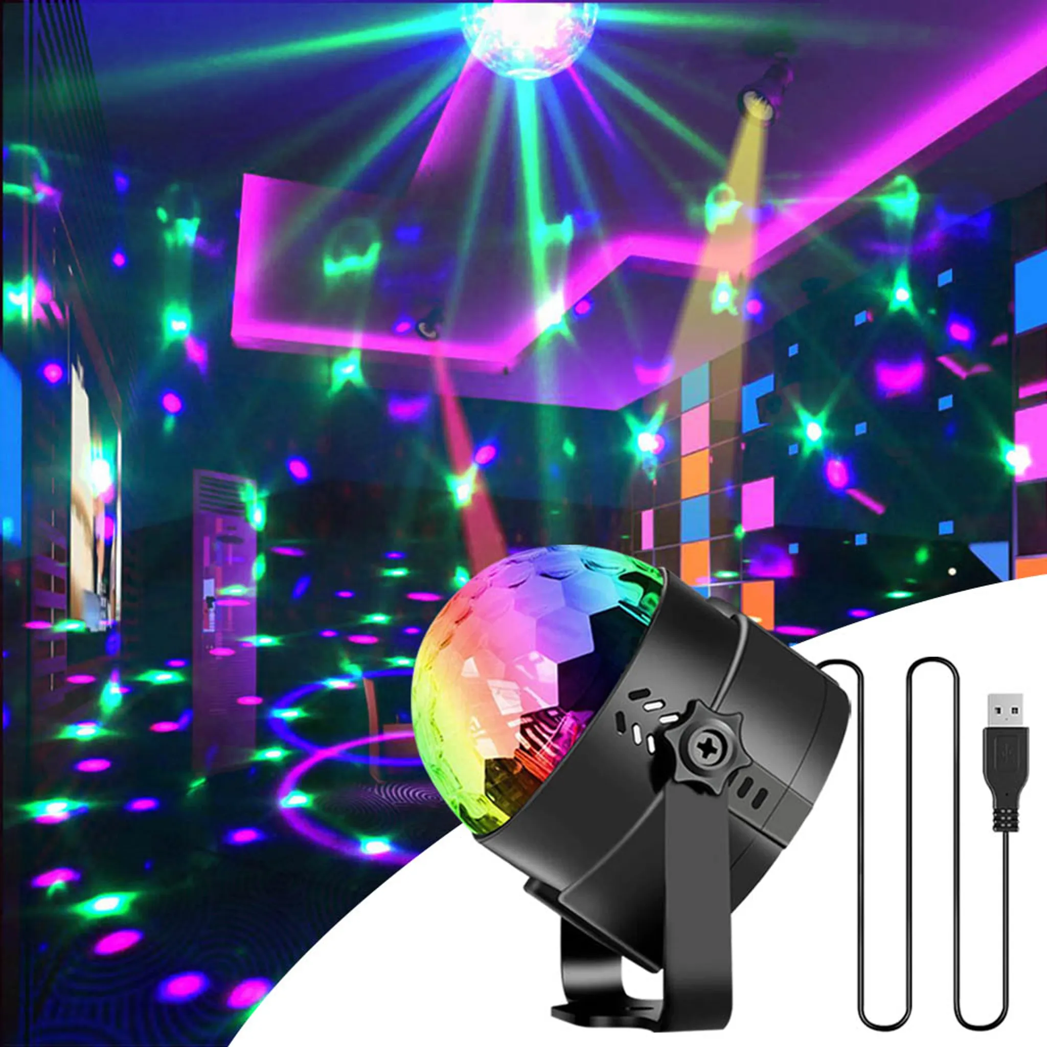 5 x LED USB Discokugel Lichteffekt DJ Party Bar Pubs RGB Bühnenbeleuchtung  Mini