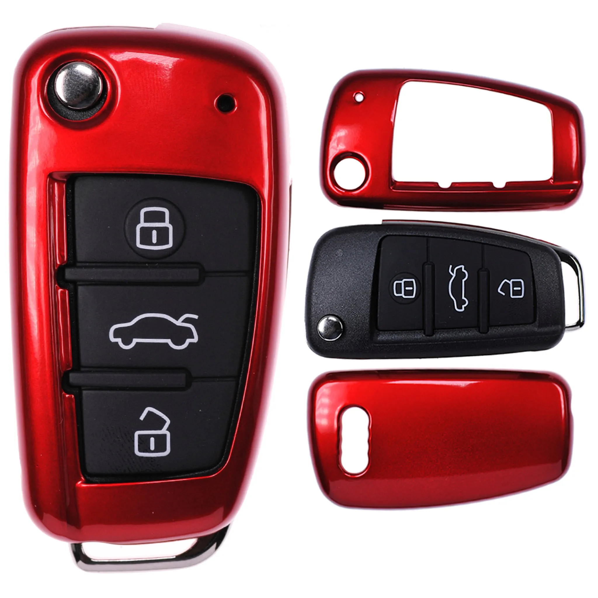 Schlüsselhülle Fernbedienung Cover Schutz für VW Golf 7 Touran für Seat  Leon Rot