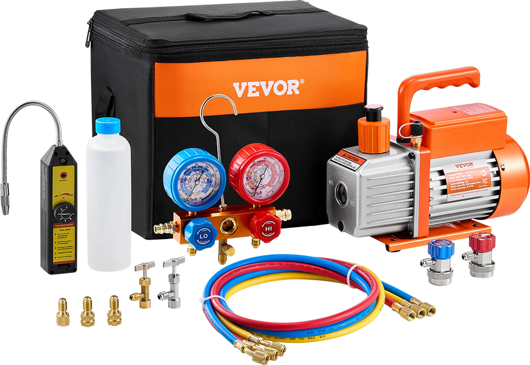 VEVOR 4,8 CFM Unterdruckpumpe – 1/3 HP, Drehschieber, Mit Manometer & Schläuchen, 220 V, Für Klimaanlagen
