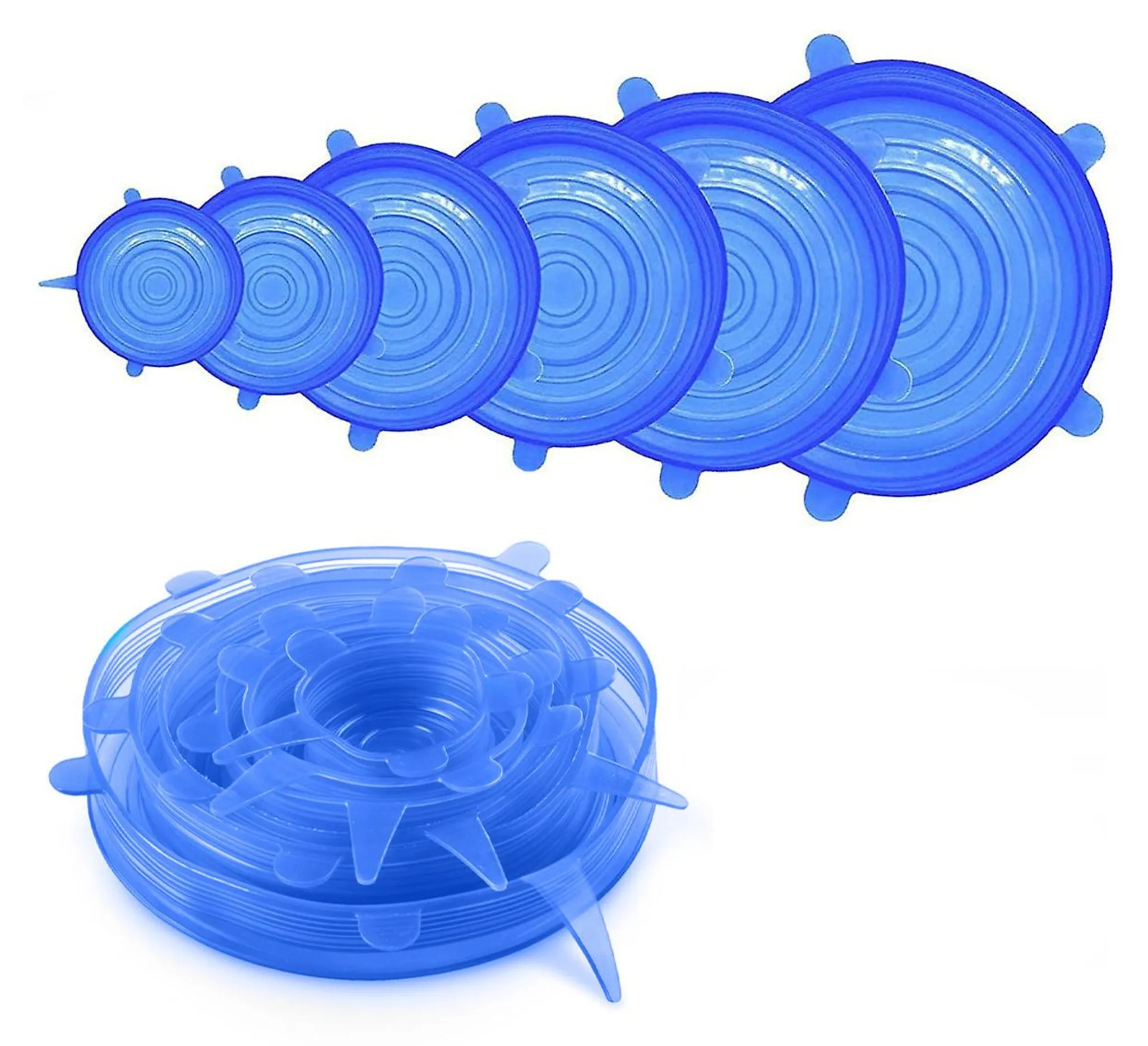 6er-Pack Silikon Stretch Deckel, Wiederverwendbare Robuste Lebensmittel Aufbewahrungsdeckel für Schüsseln, 6 Verschiedene Größen für die meisten Behälter, Spülmaschinen- und Kühlschrankgeeignete 6er-Pack Silikon Stretch Deckel, Wiederverwendbare Robuste Lebensmittel Aufbewahrungsdeckel für Schüsseln, 6 Verschiedene Größen für die meisten Behälter, Spülmaschinen- und Kühlschrankgeeignete