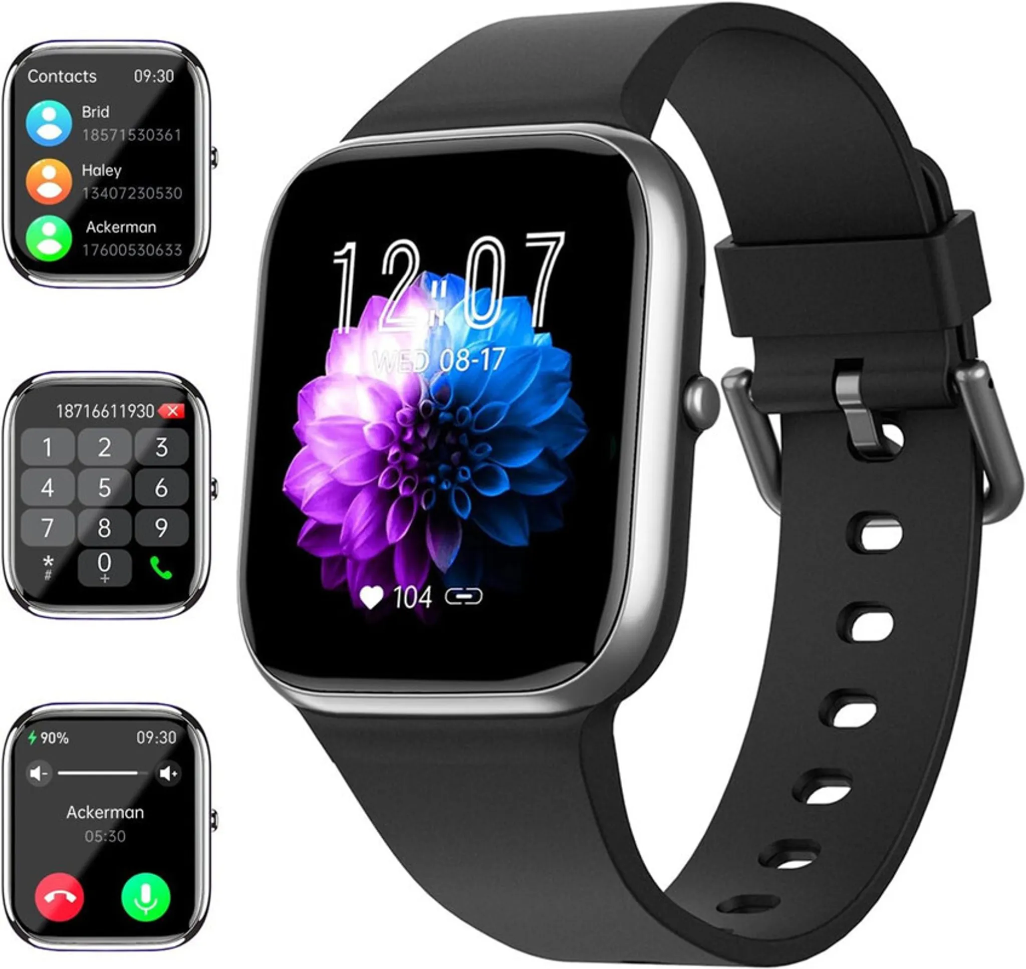 Oximetrie Smartwatch Schwarz für Männer Frauen Teens