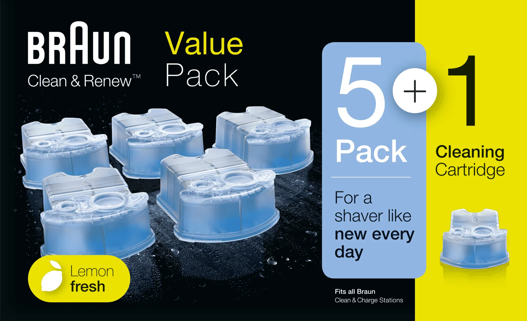 Braun Clean & Renew Ersatzkartuschen 5+1er-Pack für Rasierer