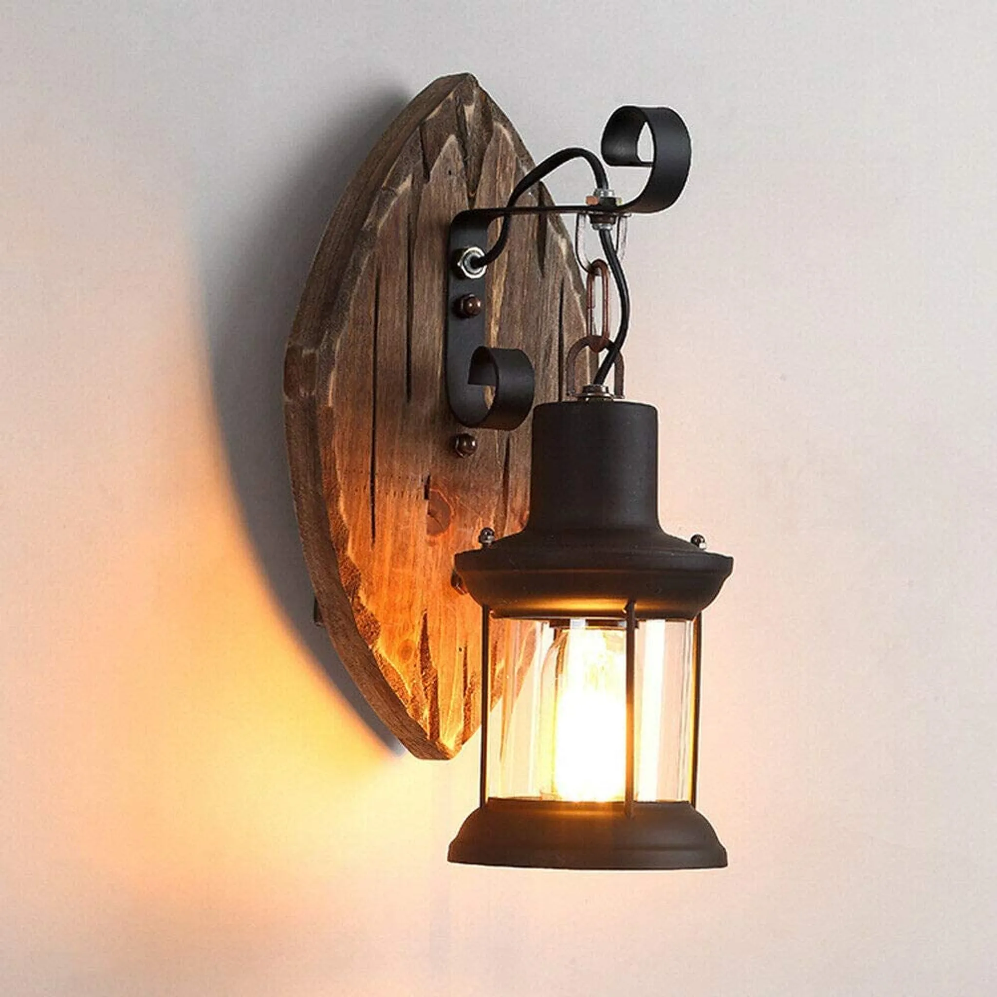 ZMH Retro Wandleuchte Holz Innen Wandlampe 1 flammige Vintage