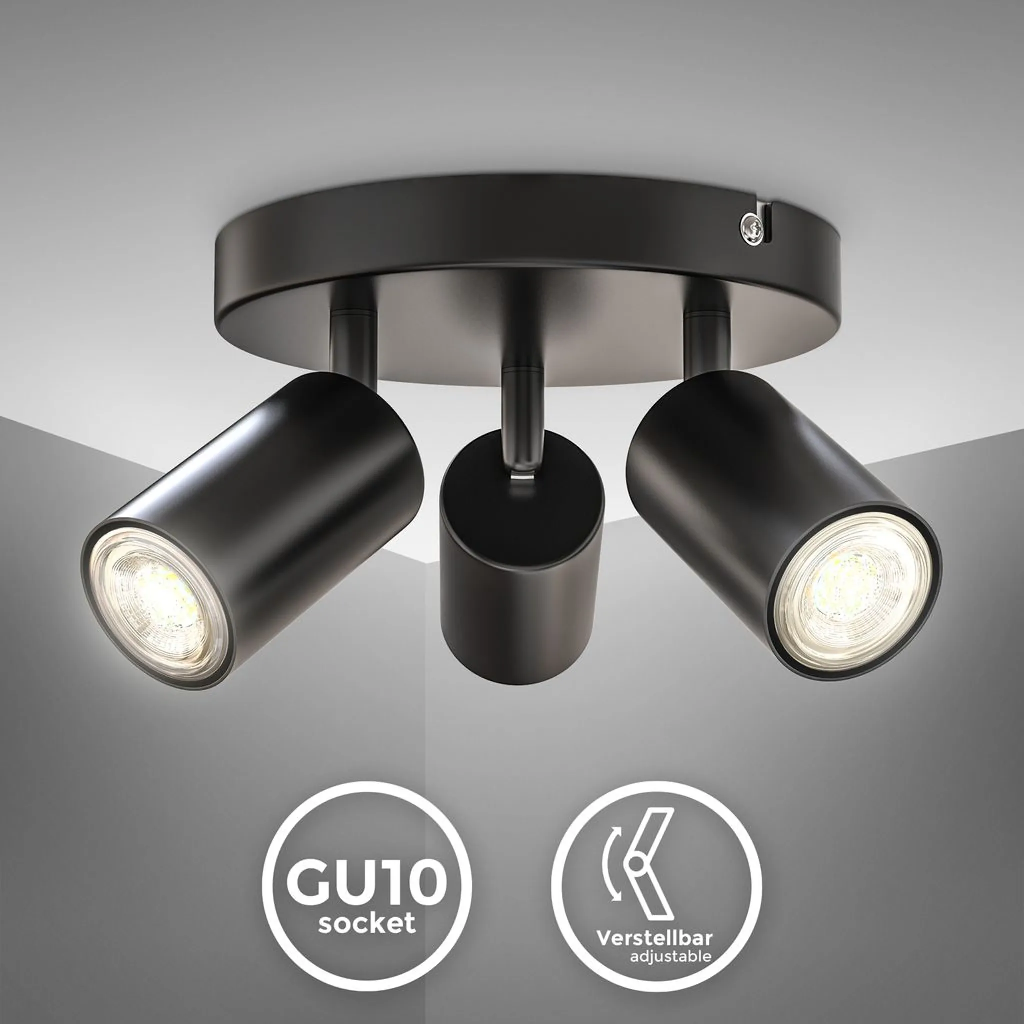 Schwarz schwenkbar LED Retro Spotleuchte GU10
