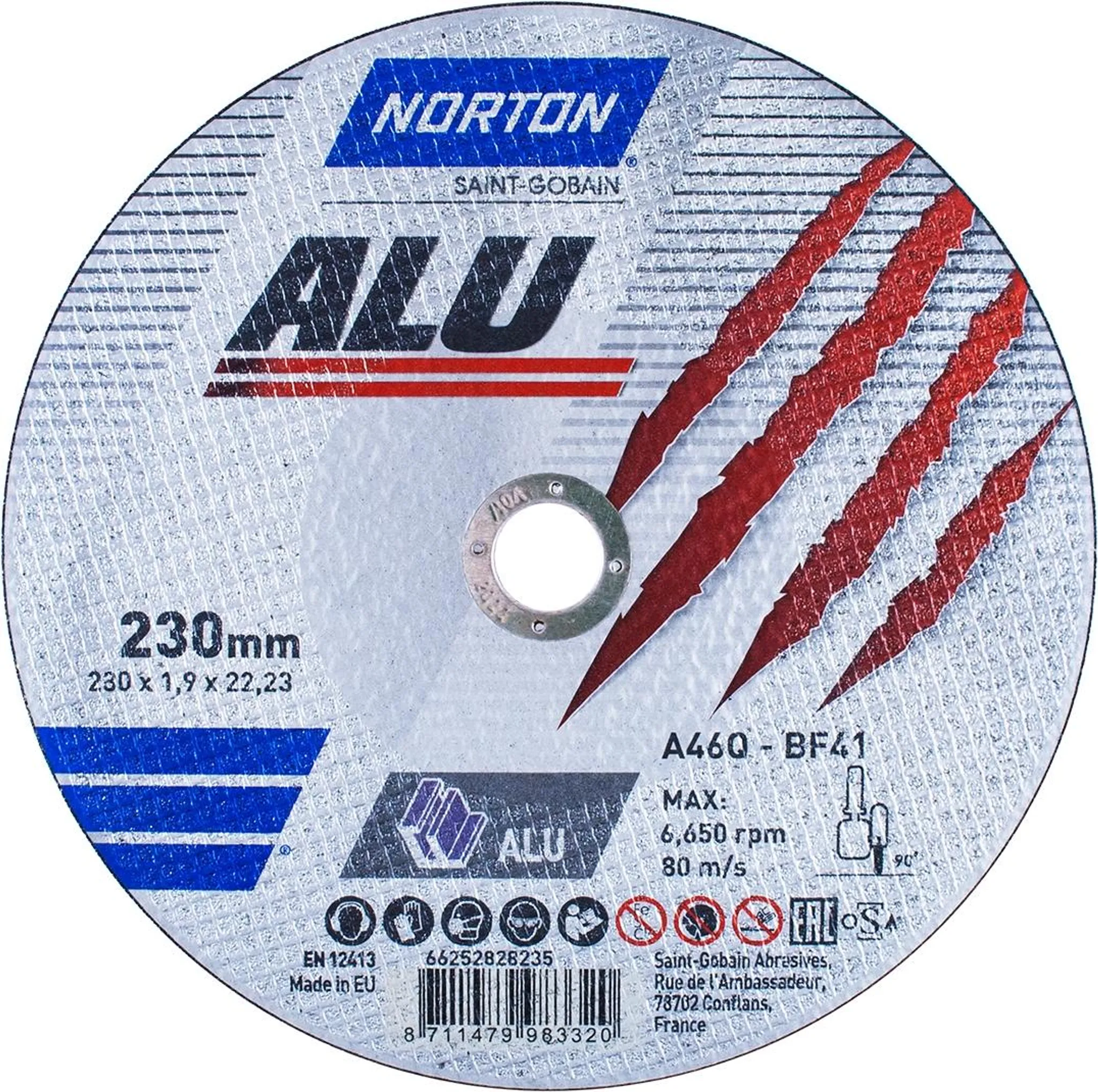 Norton Vulcan Trennscheiben 115 Mm – 25 Stück, Für Edelstahl & Metall, 1,0 Mm Dick, Mit Aluminiumoxid-Körnung, Eisen-/schwefel-/chlorfrei, Für Winkelschleifer 1200W+