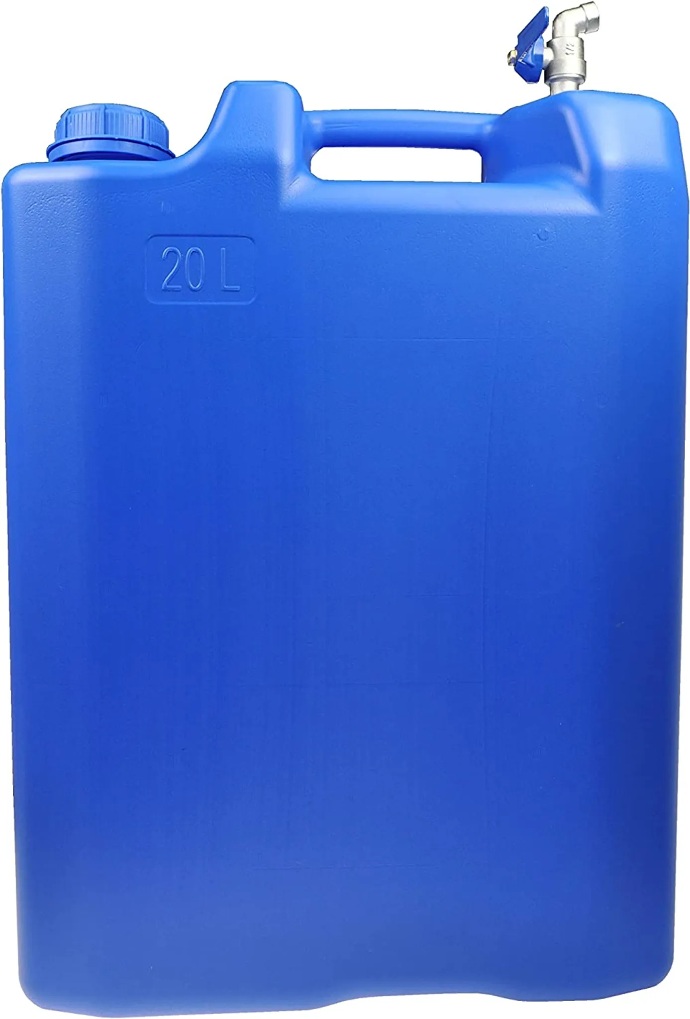 20 L BLAU Wasserbehälter Schmal Wasserkanister Tankbehälter Camping  Kanister + verzinkt Hahn
