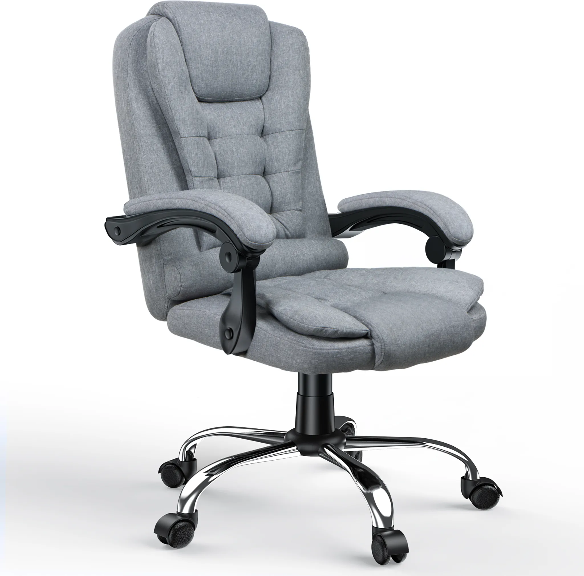 Yaheetech Sedia Gaming Ergonomica Massaggiante – Reclinabile 90-125°, Supporto Lombare, Braccioli Imbottiti, Base Girevole, Bianco, Portata 136 Kg