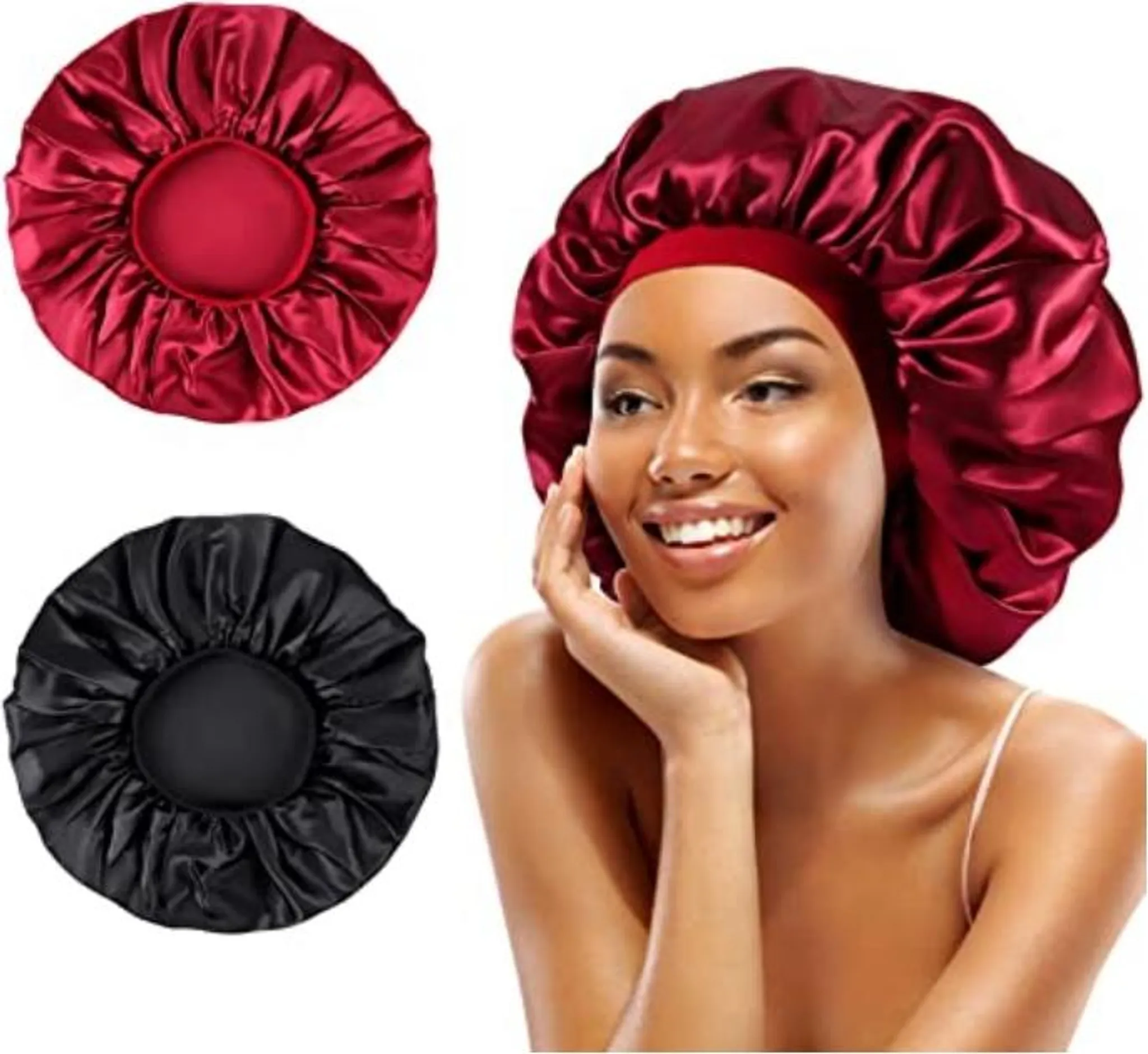 Cuffia Da Notte In Seta Con Elastico - Rosa, Taglia Unica, Per Capelli E Cura Della Pelle - Foto 3