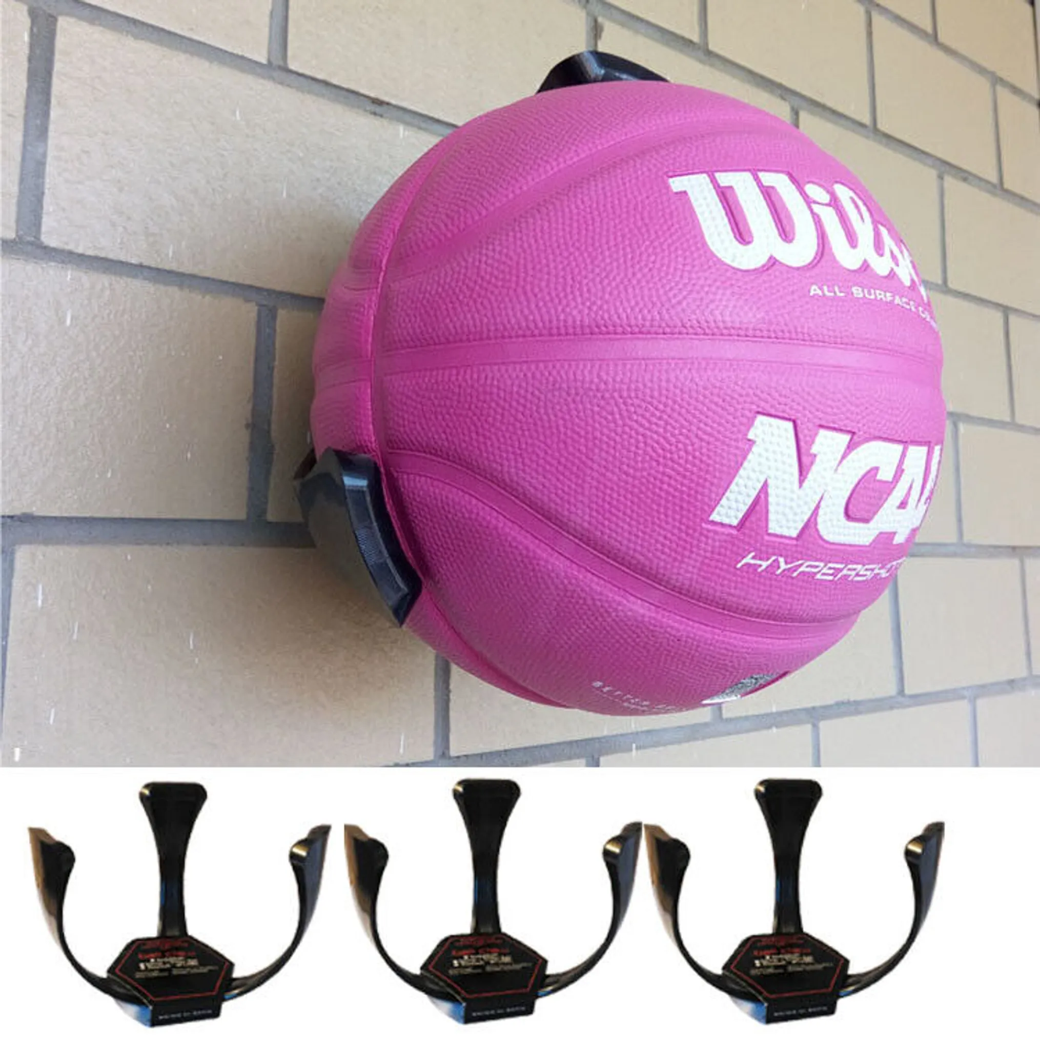 Newtic Wandhalterung Ballhalter Wand für 6 Bälle, Basketball Wandhalterung,  Metall Ball Halter Schwarz mit Schrauben, Wandhalterung Ball Storage für